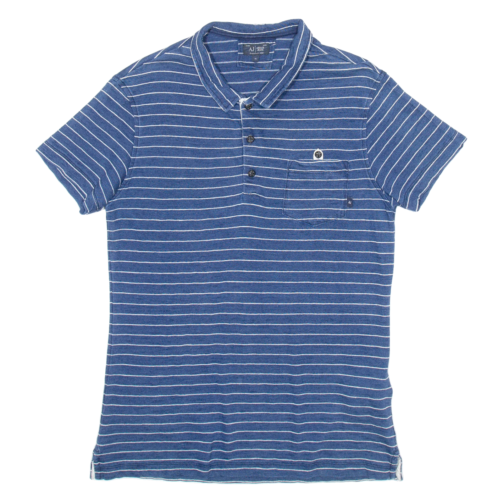 ARMANI JEANS Mens Polo Shirt Blue Striped M Refurbished - N/A refurbished available on Cerqular