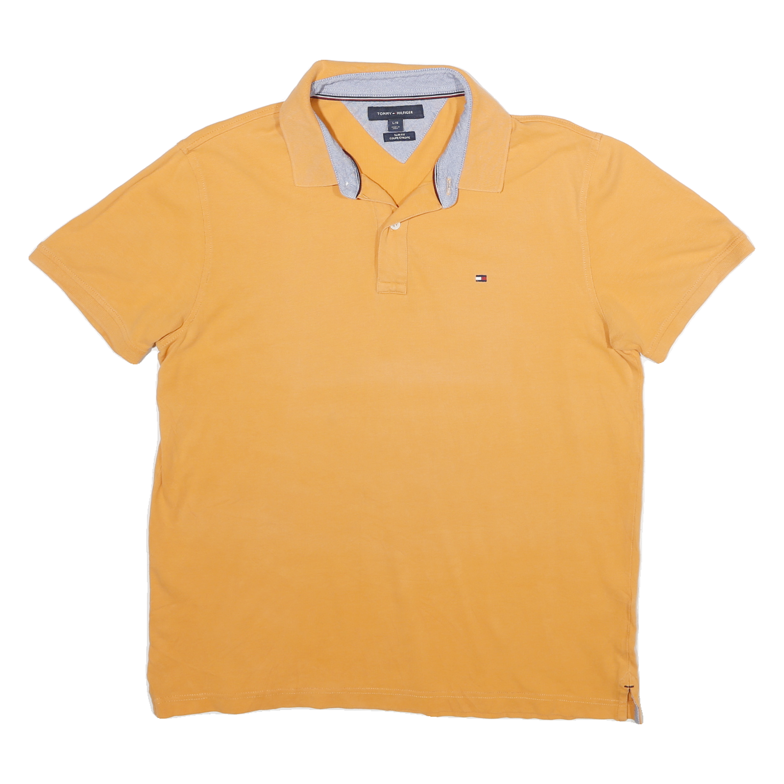 TOMMY HILFIGER Mens Yellow Polo Shirt L Cotton Short Sleeve Basic Logo Refurbished - N/A refurbished available on Cerqular