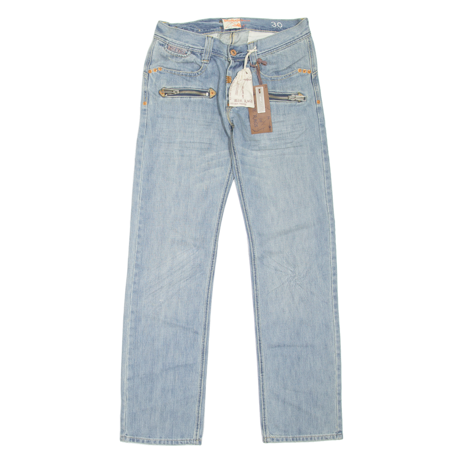BLUE RAGS Mens Jeans Blue Regular Straight Stone Wash W30 L33 Refurbished - N/A refurbished available on Cerqular