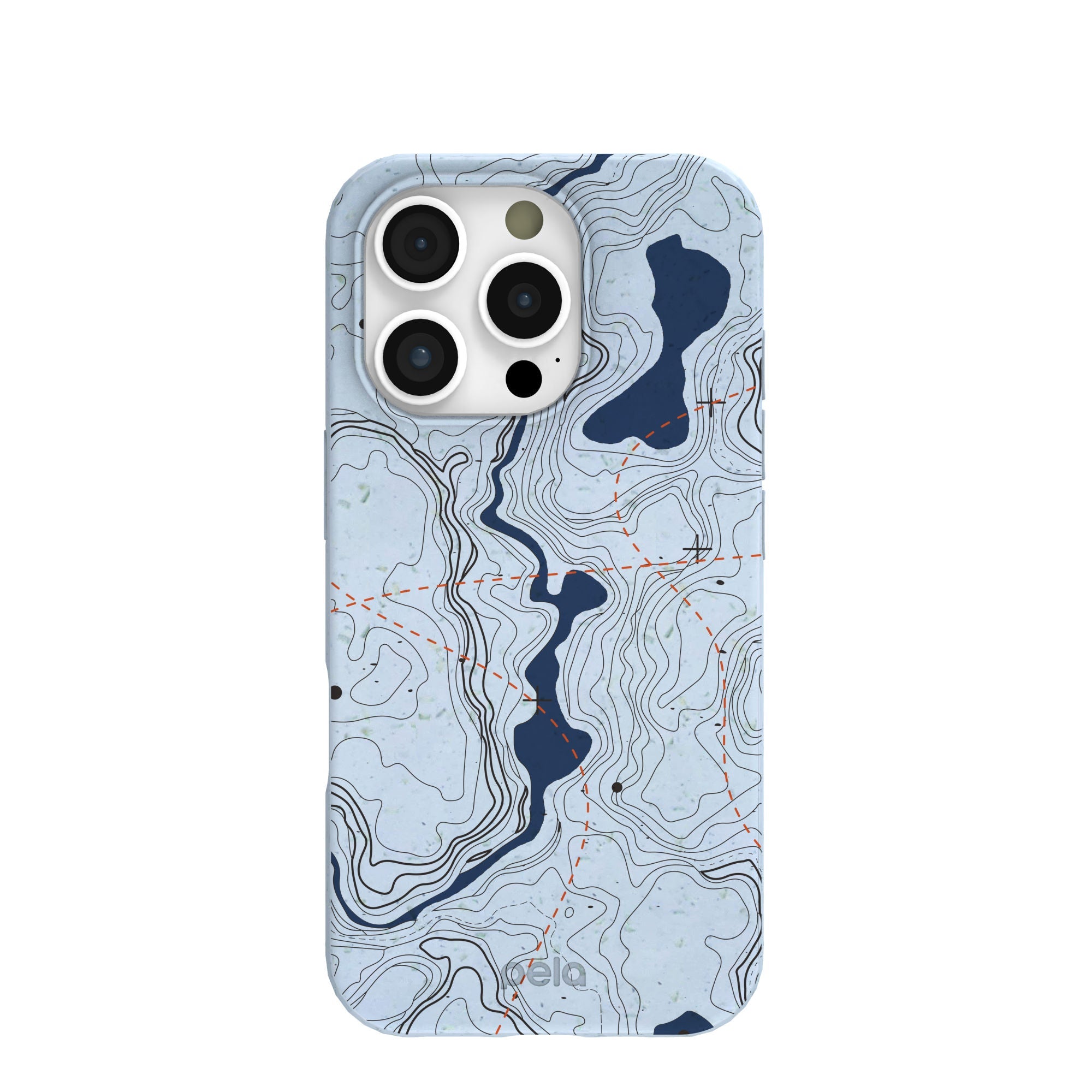 Powder Blue Contour Lines iPhone 16 Pro Case Refurbished - Pela Case refurbished available on Cerqular