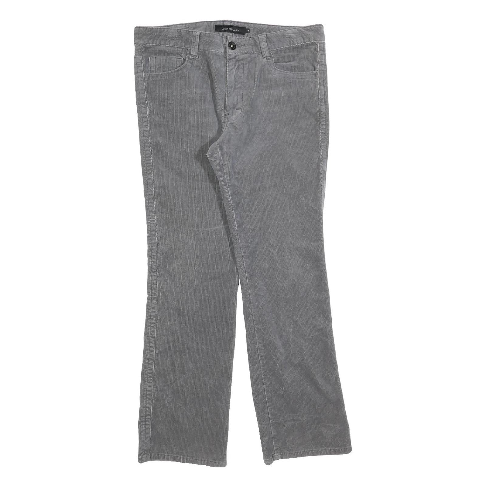 CALVIN KLEIN JEANS Womens Cotton Blend Grey Regular Straight Trousers W34 L32 Refurbished - N/A refurbished available on Cerqular
