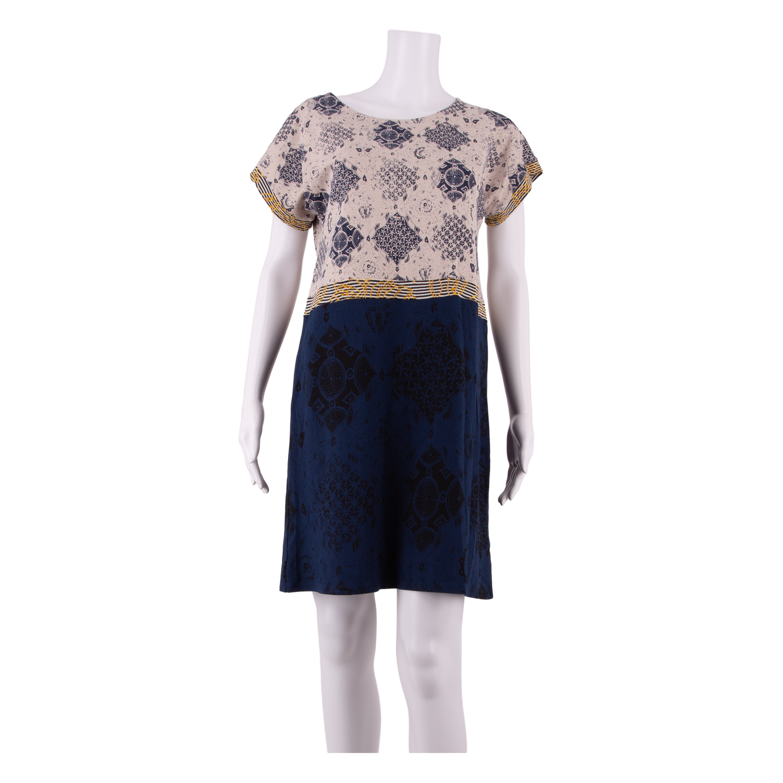 DESIGUAL Womens T-Shirt Dress Blue Viscose Crazy Pattern Knee Length L Refurbished - N/A refurbished available on Cerqular