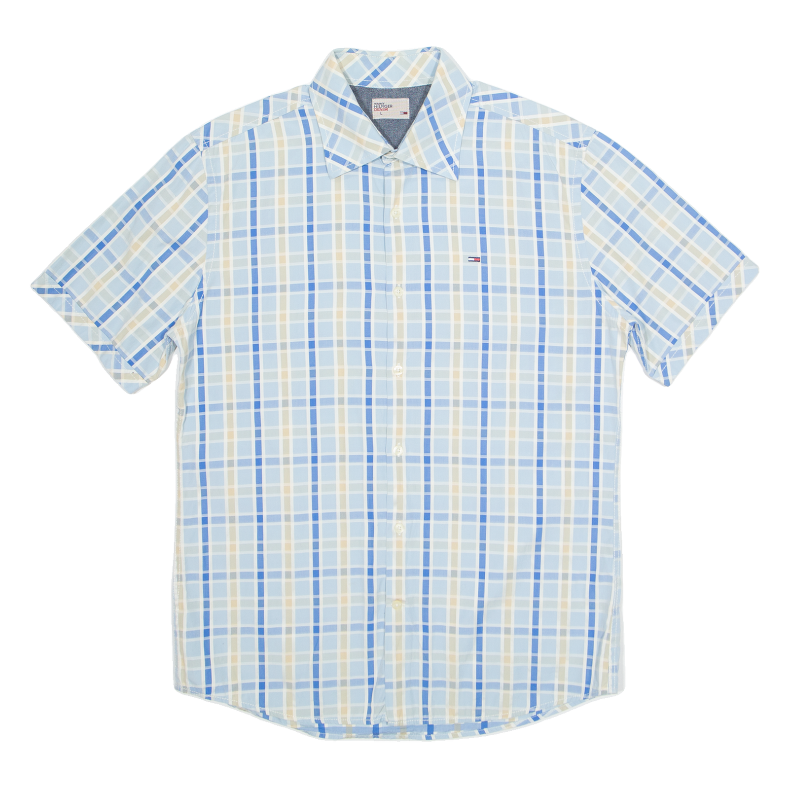 HILFIGER DENIM Mens Shirt Blue Check L Refurbished - N/A refurbished available on Cerqular