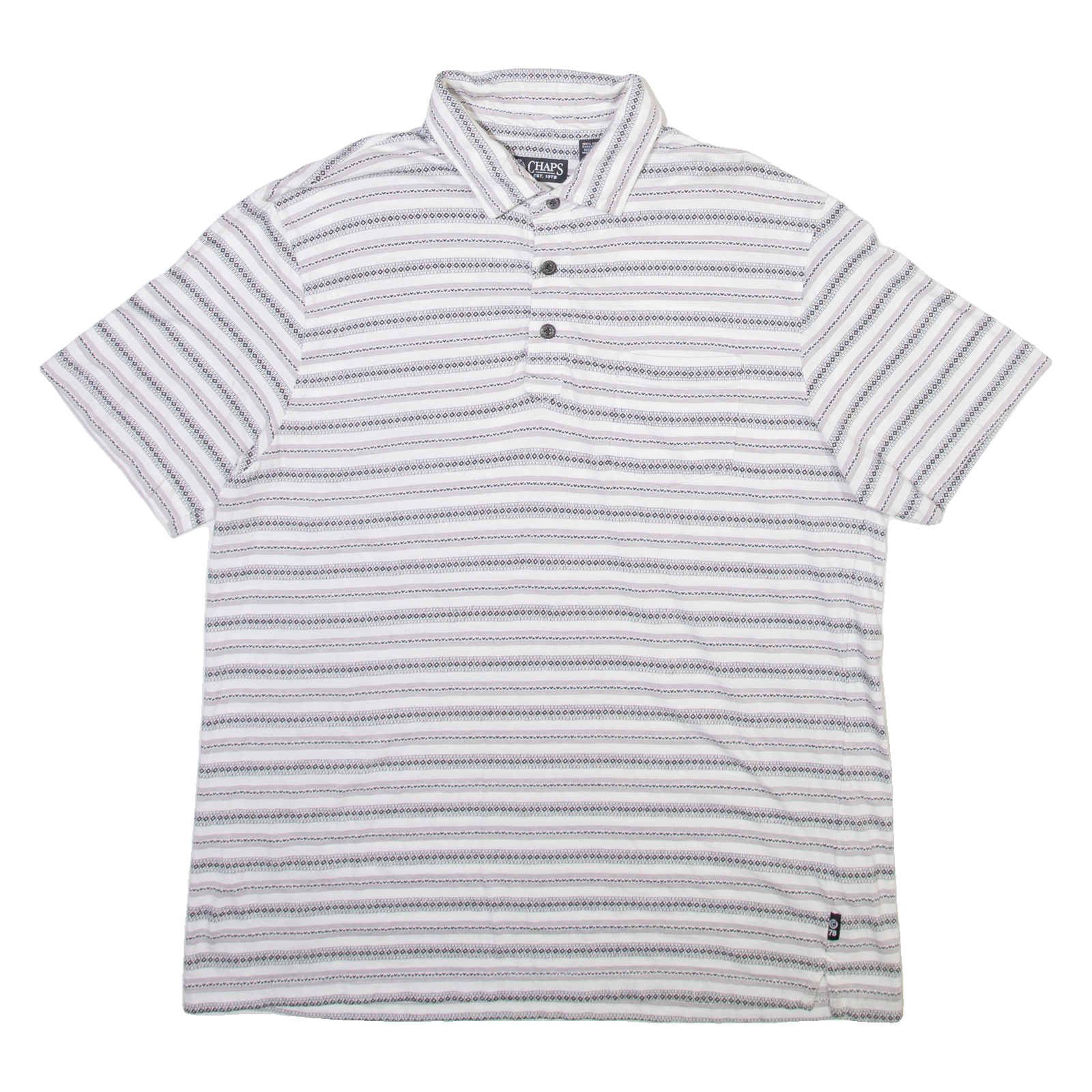 CHAPS Mens Polo Shirt White Striped L Refurbished - N/A refurbished available on Cerqular
