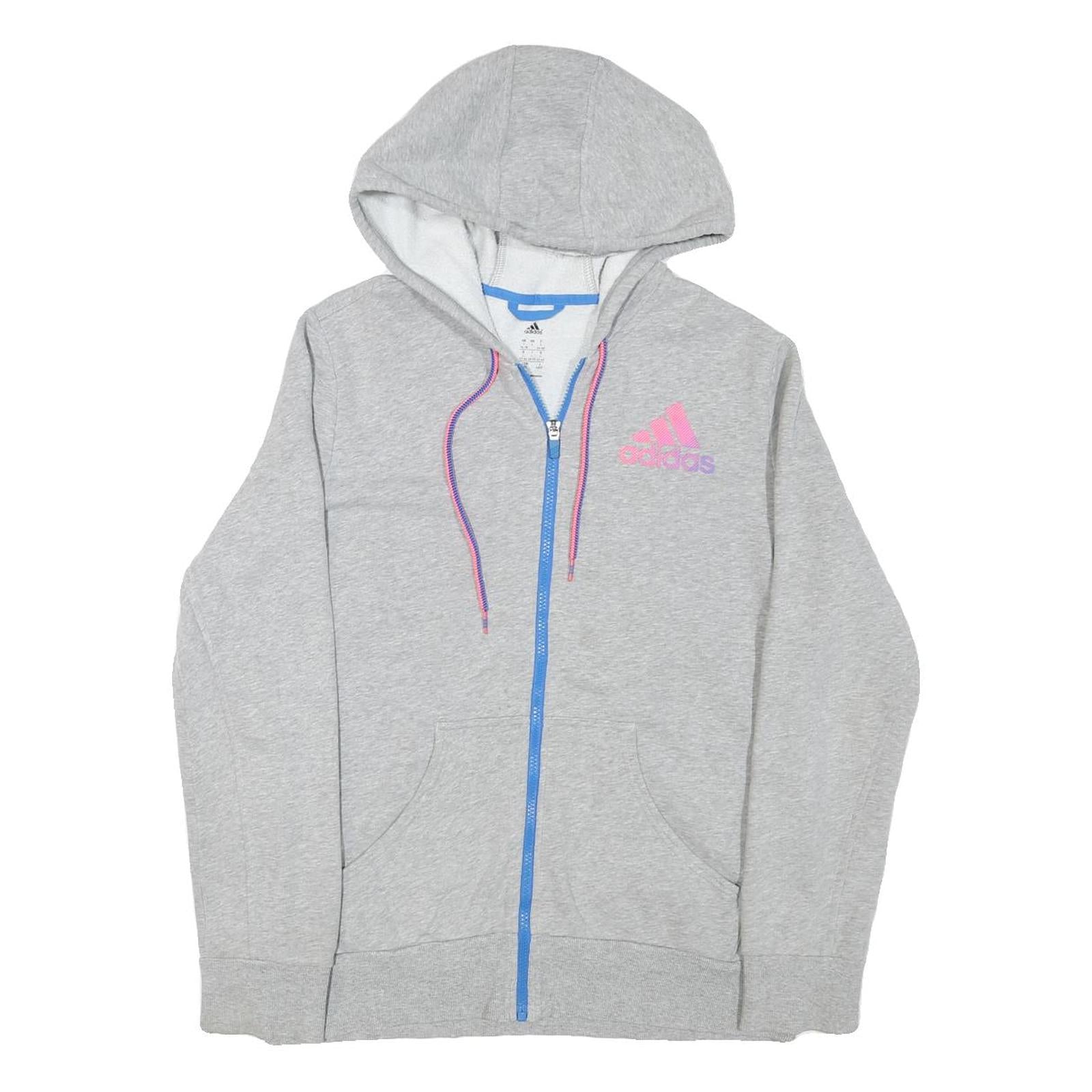 ADIDAS Womens Grey Pink Purple Full Zip Hoodie L Cotton Blend Casual Activewear Refurbished - N/A refurbished available on Cerqular