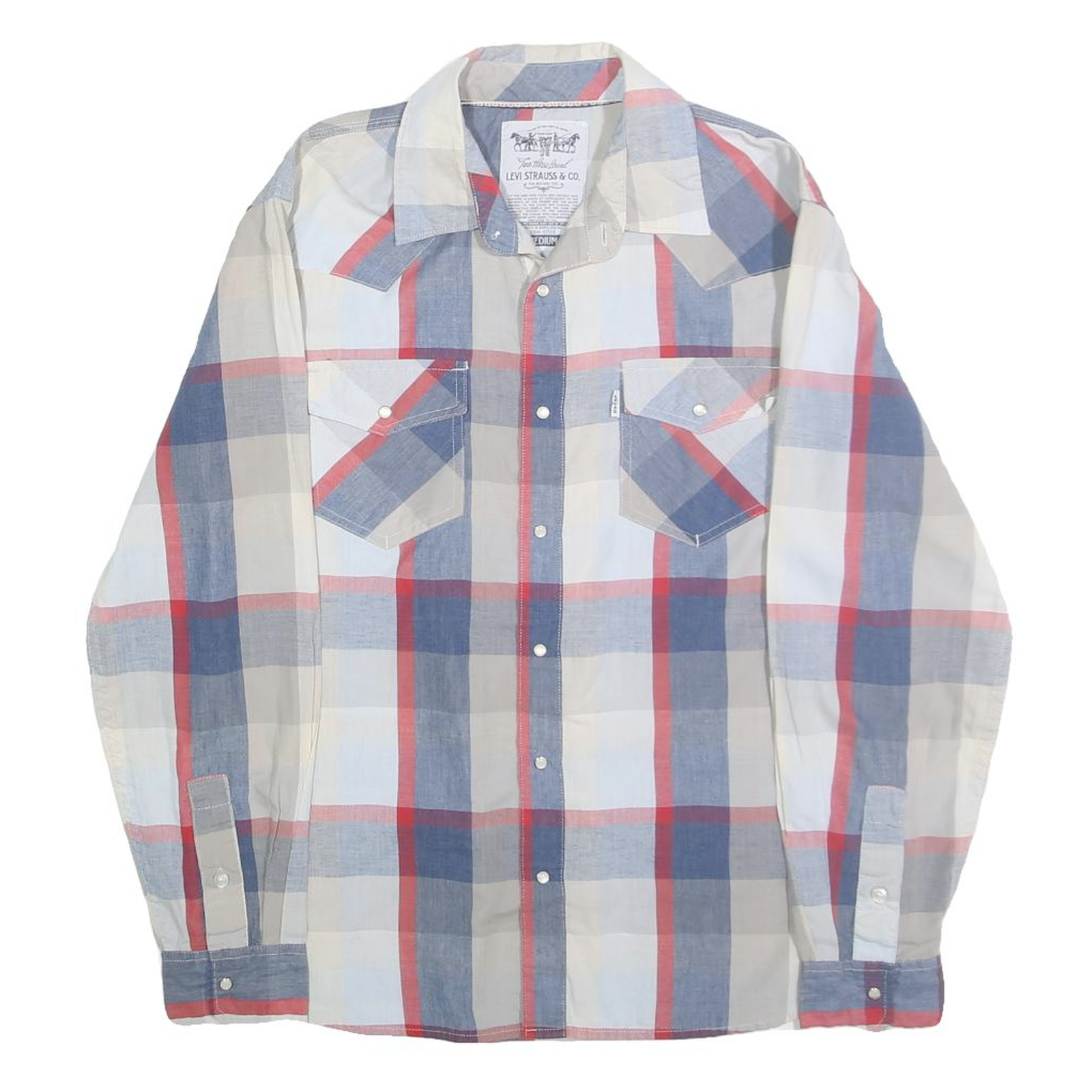 Buy LEVI'S Mens Blue & Red Check Shirt M Casual Cotton Blend Long Sleeve Refurbished - $35.09 LEVI'S Mens Blue & Red Check Shirt M Casual Cotton Blend Long Sleeve Refurbished - N/A refurbished available on Cerqular