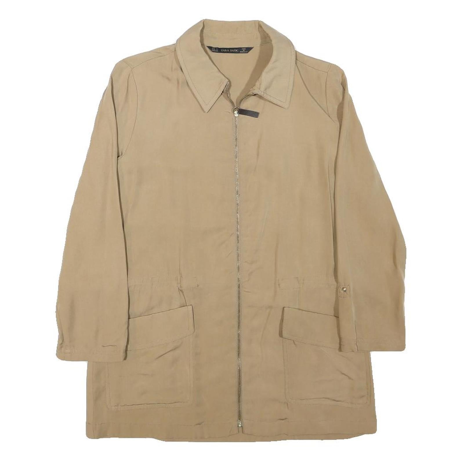 ZARA Womens Beige Cotton Blend Jacket S Plain Lightweight Zip Fastening Refurbished - N/A refurbished available on Cerqular