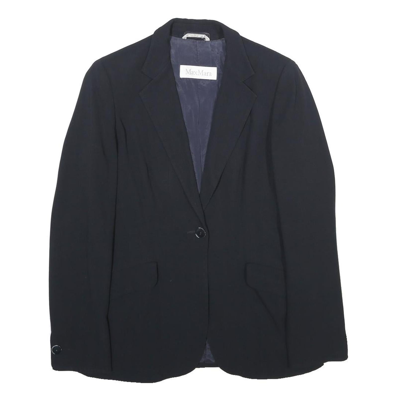 MAX MARA Womens Black Jacket UK 10 Polyester Blend Button Closure Plain Classic Refurbished - N/A refurbished available on Cerqular