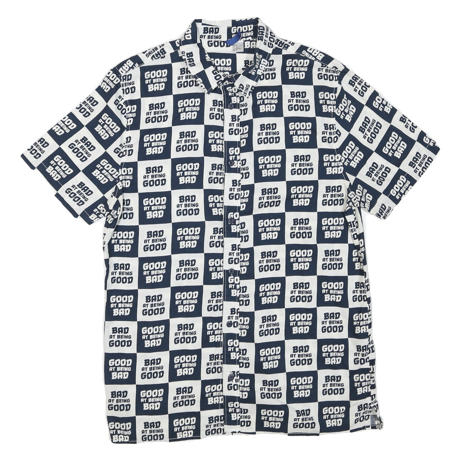 DIVIDED Mens Black & White Graphic Print Shirt M Cotton Blend Checkerboard Refurbished - N/A refurbished available on Cerqular