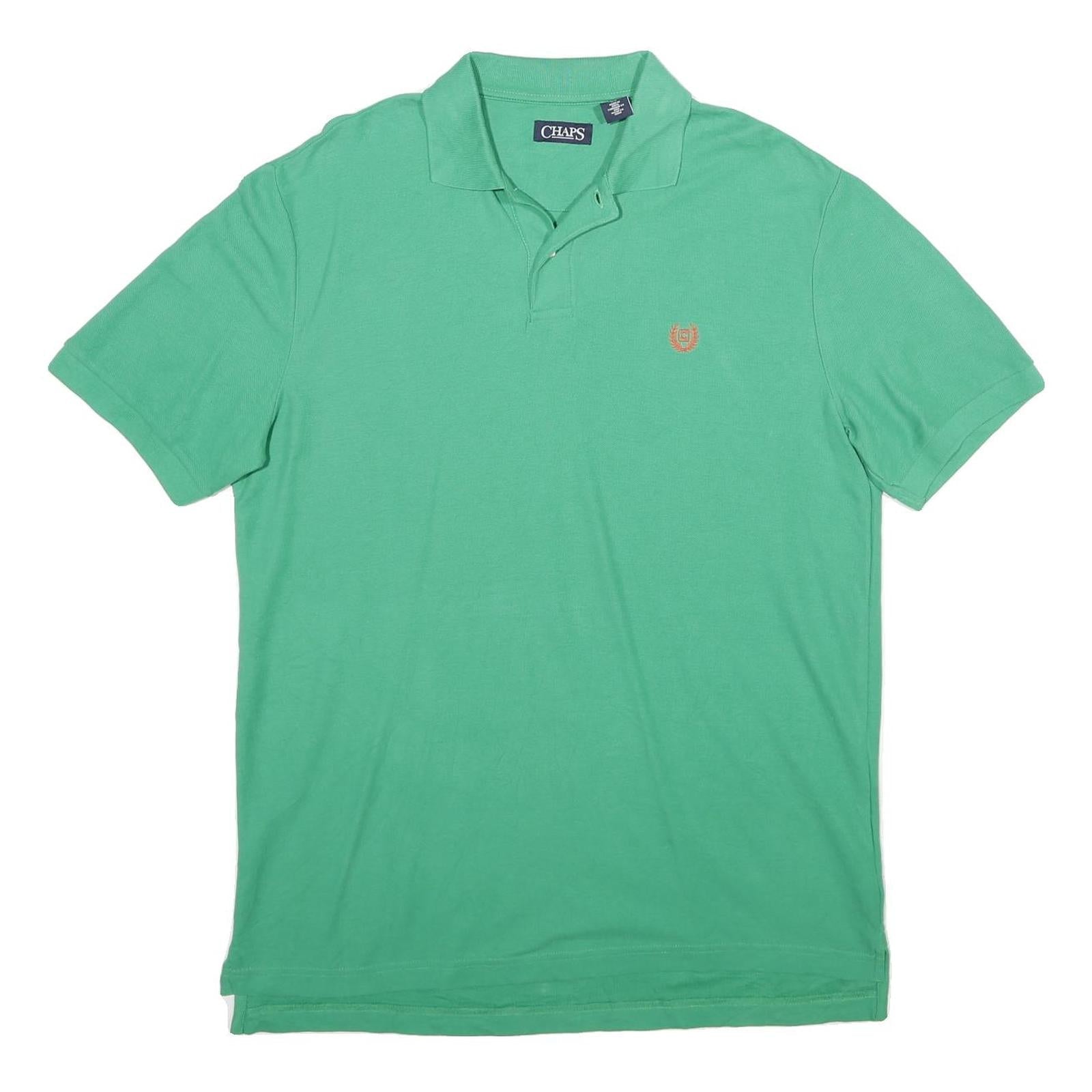 CHAPS Mens Green Short Sleeve Plain L Cotton Polo Shirt Classic Fit Casual Refurbished - N/A refurbished available on Cerqular