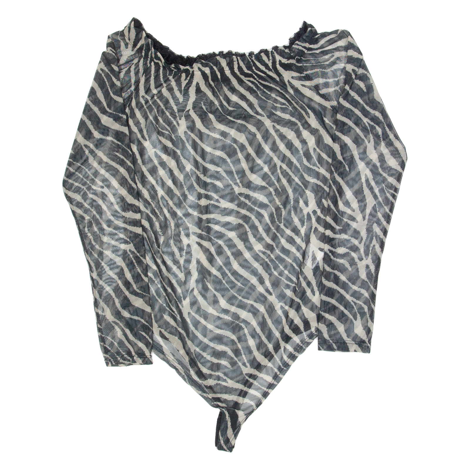 Womens Printed Bodysuit Black Long Sleeve Animal Print S Refurbished - N/A refurbished available on Cerqular