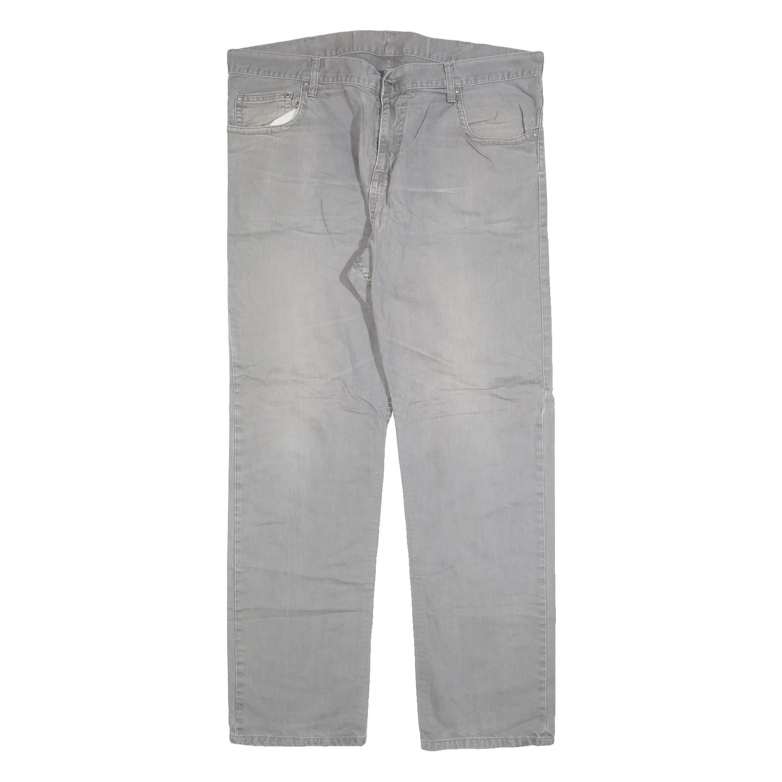 CARHARTT Mens Relaxed Grey Cotton Blend Trousers W38 L34 Workwear Casual Zip Refurbished - N/A refurbished available on Cerqular