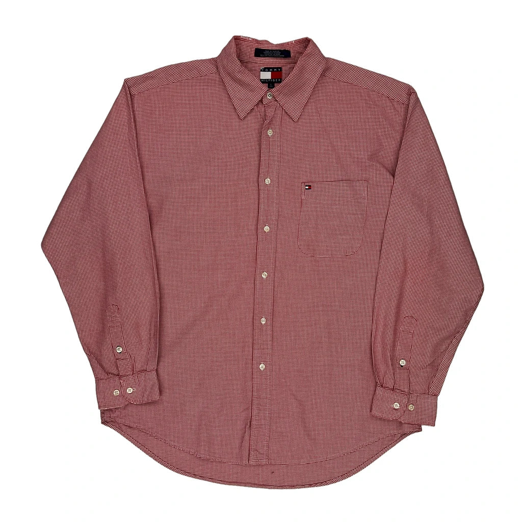 Tommy Hilfiger Checked Shirt - Large Red Cotton Refurbished - Thrifted (note: this is a term often used to describe second- refurbished available on Cerqular