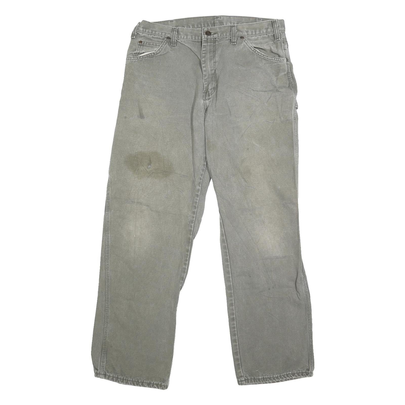 DICKIES Mens Jeans Grey Regular Straight Denim Good Condition W34 L31 Workwear Refurbished - N/A refurbished available on Cerqular