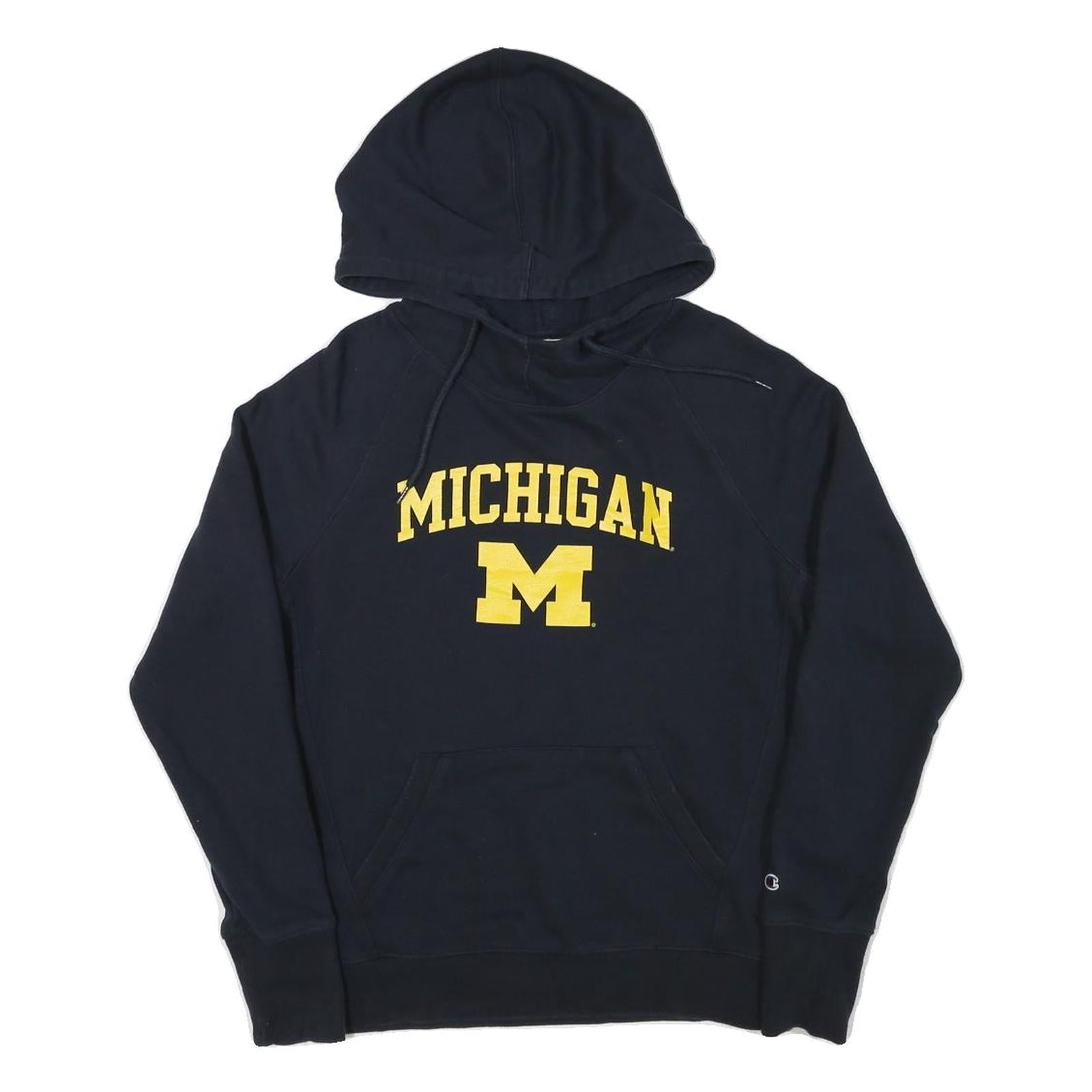 CHAMPION Womens Navy Blue Michigan Hoodie M Cotton Blend Casual Pullover Refurbished - N/A refurbished available on Cerqular