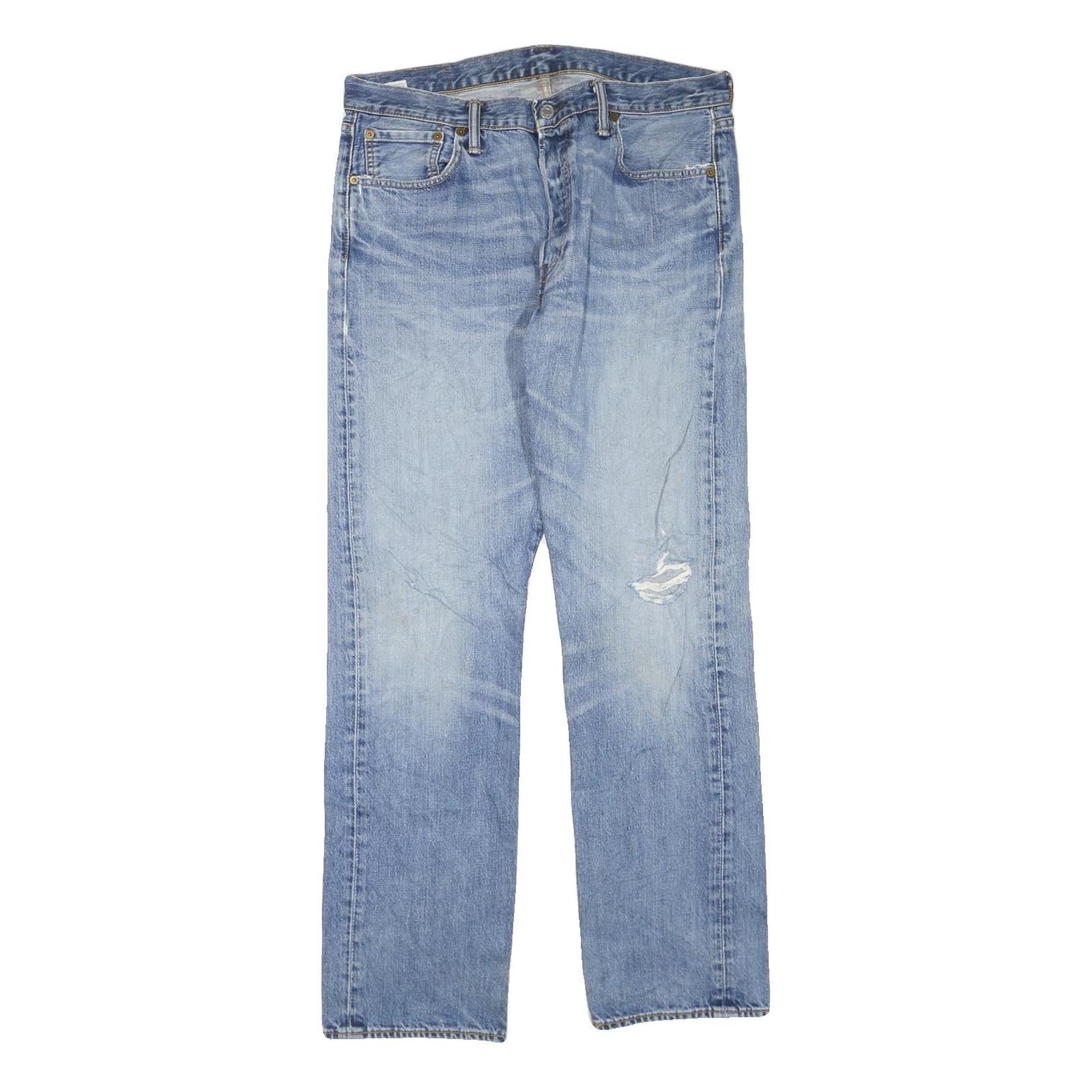 LEVI'S 501 Mens Jeans Blue Regular Straight Denim Medium W34 L32 Classic Button Refurbished - N/A refurbished available on Cerqular