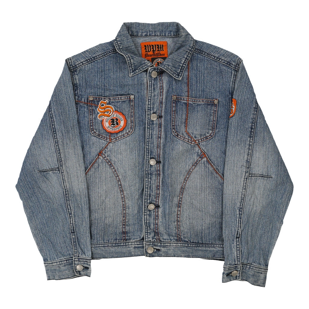Y2K Street & Rider Denim Jacket - 2XL Blue Cotton Refurbished - Thrifted (note: this is a term often used to describe second- refurbished available on Cerqular