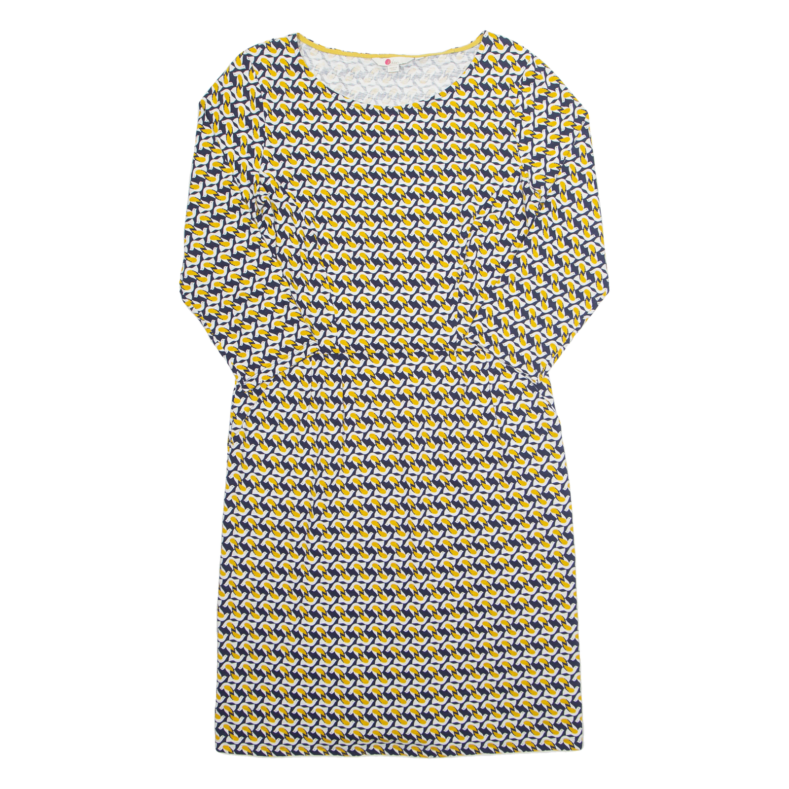 BODEN All Over Bird Print Womens Day Dress Yellow Animal Print Midi UK 12 Refurbished - N/A refurbished available on Cerqular