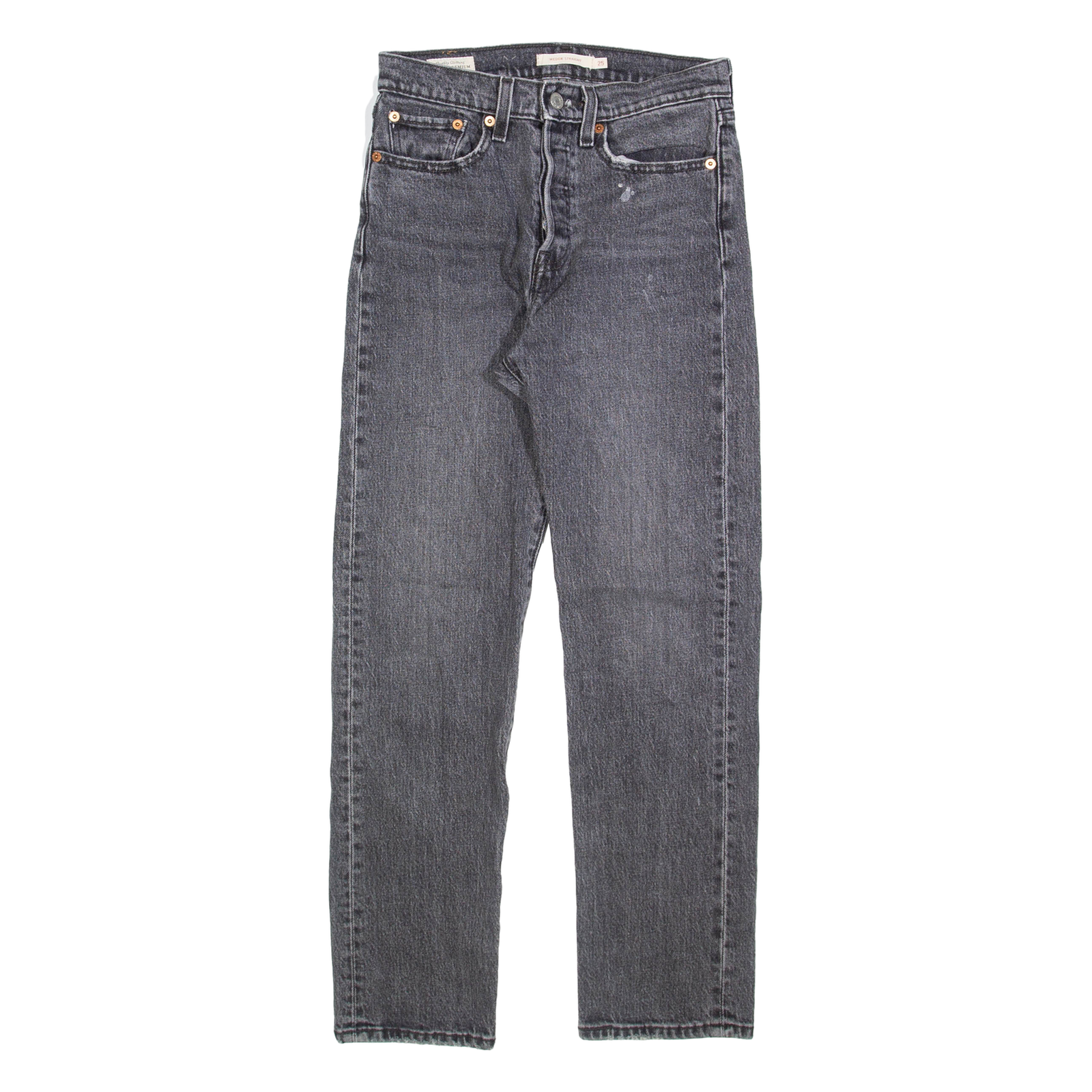 LEVI'S Wedgie Big E Womens Jeans Grey Slim Straight Stone Wash W25 L28 Refurbished - N/A refurbished available on Cerqular