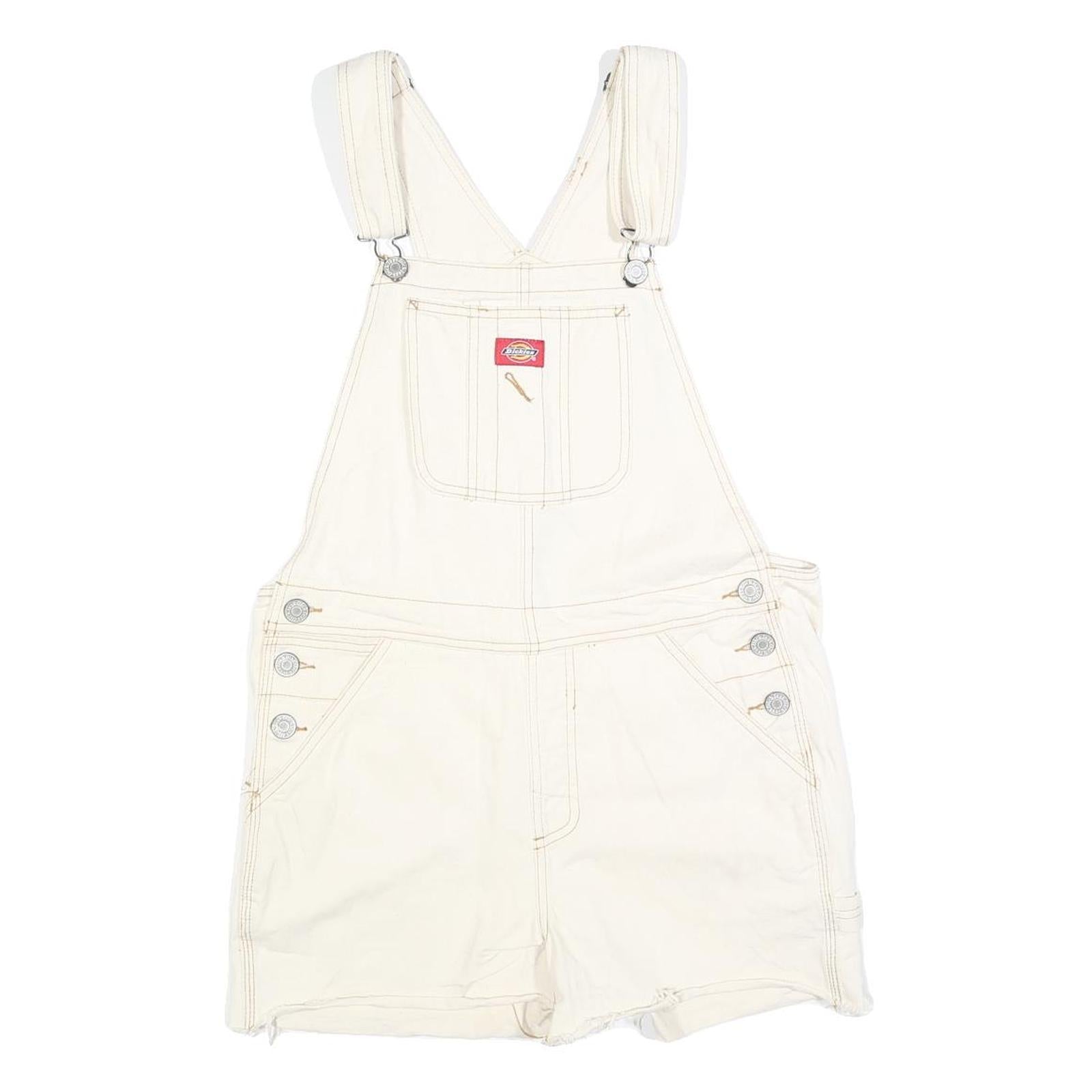 DICKIES Womens White Cotton Blend Short Dungarees M W36 L3 Workwear Casual Refurbished - N/A refurbished available on Cerqular