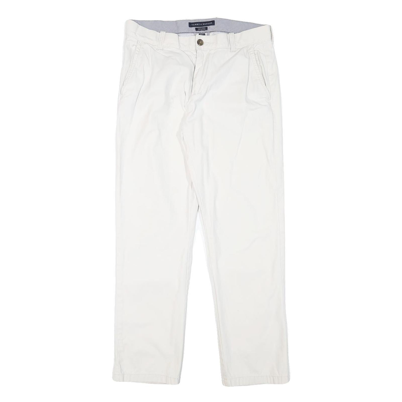 TOMMY HILFIGER Mens Cotton Blend White Regular Fit Straight Leg Trousers W30 L28 Refurbished - N/A refurbished available on Cerqular