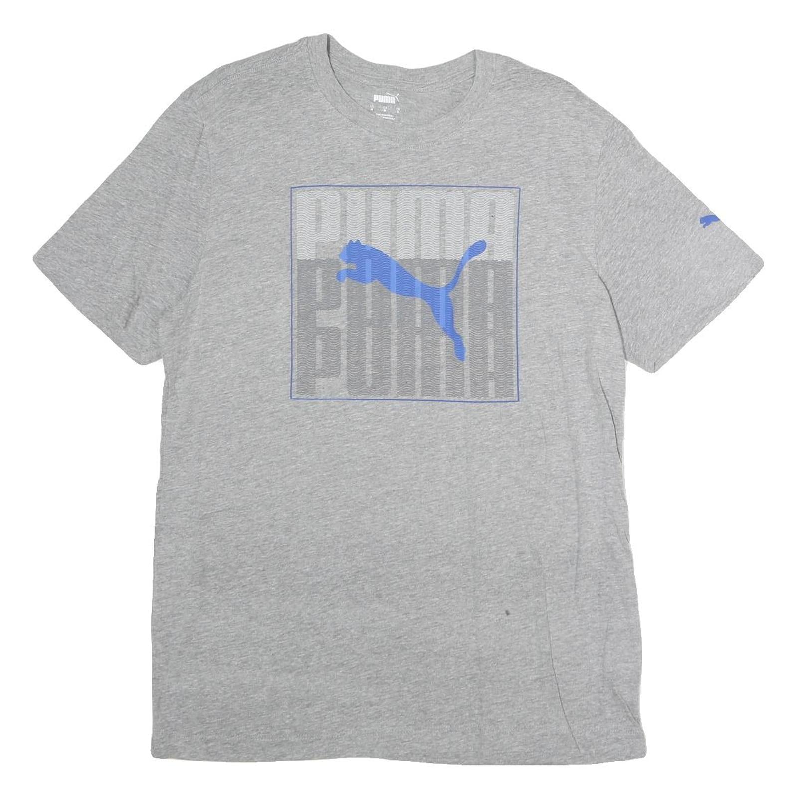 PUMA Mens Grey Blue Graphic T-Shirt M Short Sleeve Crew Neck Logo Cotton Refurbished - N/A refurbished available on Cerqular