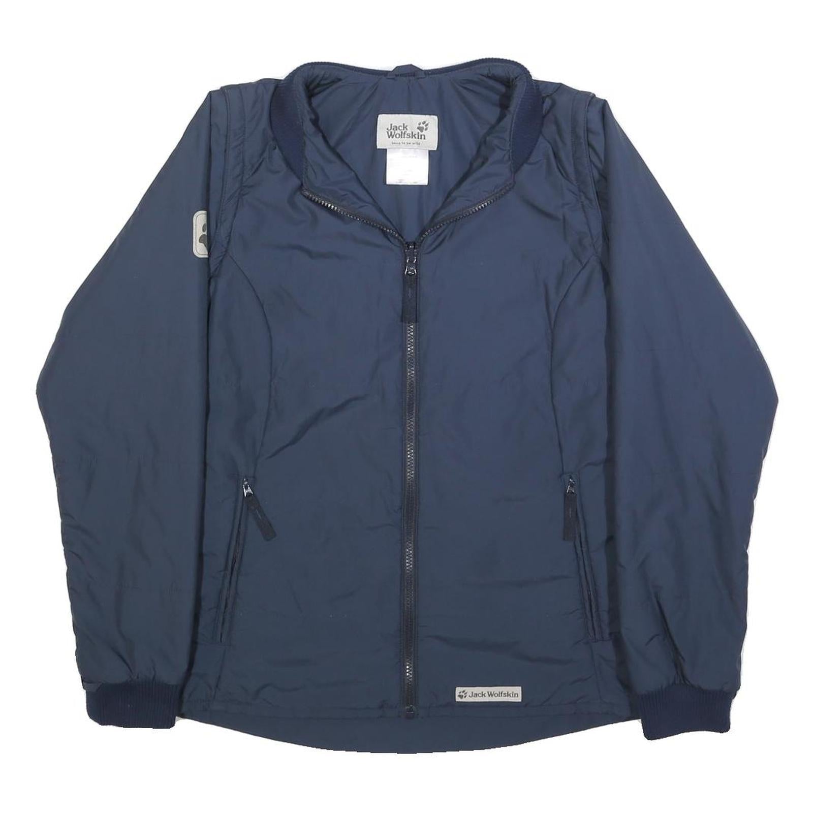 JACK WOLFSKIN Womens Navy Blue Jacket UK 12 Polyester Blend Zip Plain Refurbished - N/A refurbished available on Cerqular