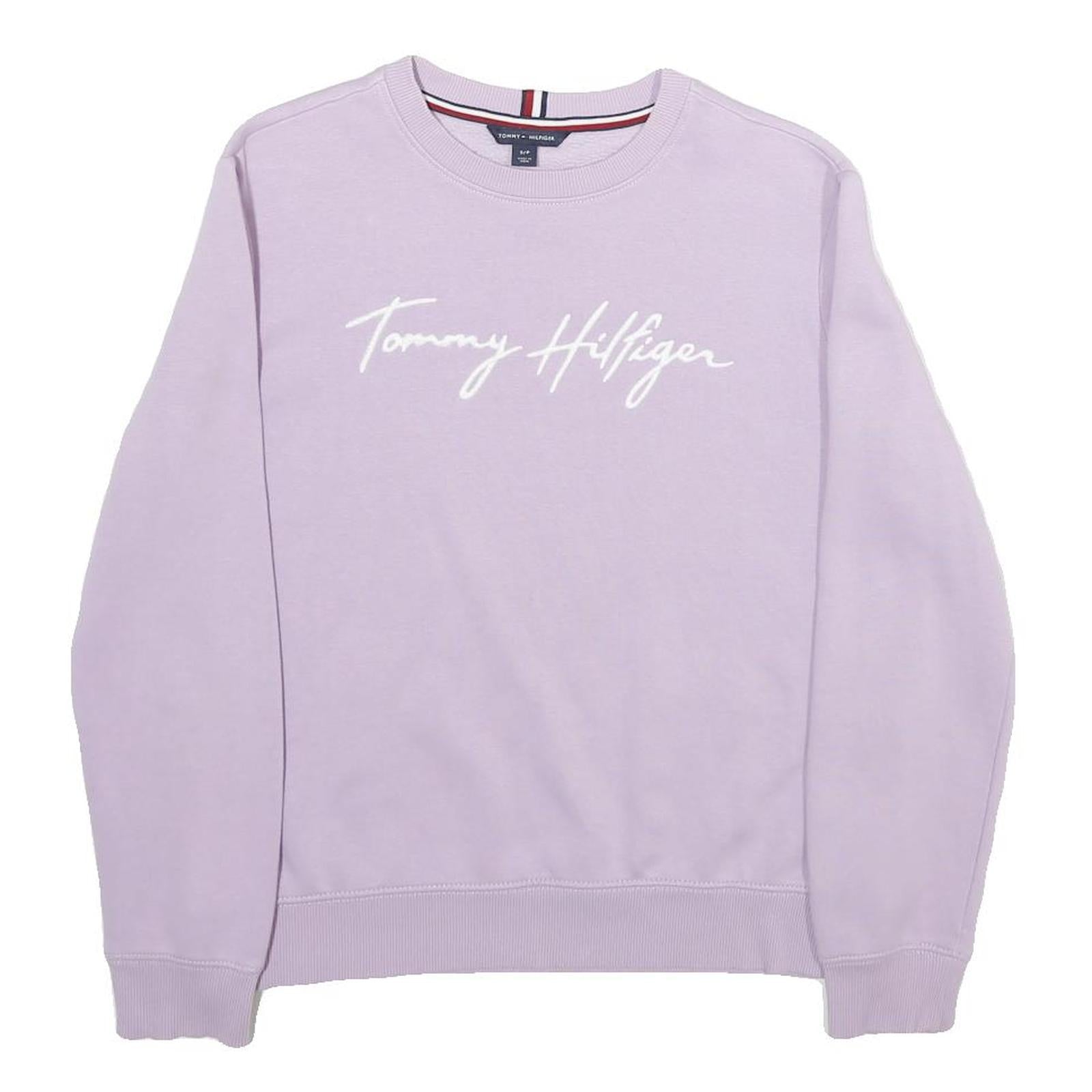 TOMMY HILFIGER Womens Lilac Sweatshirt S Casual Cotton Blend Crew Neck Pullover Refurbished - N/A refurbished available on Cerqular