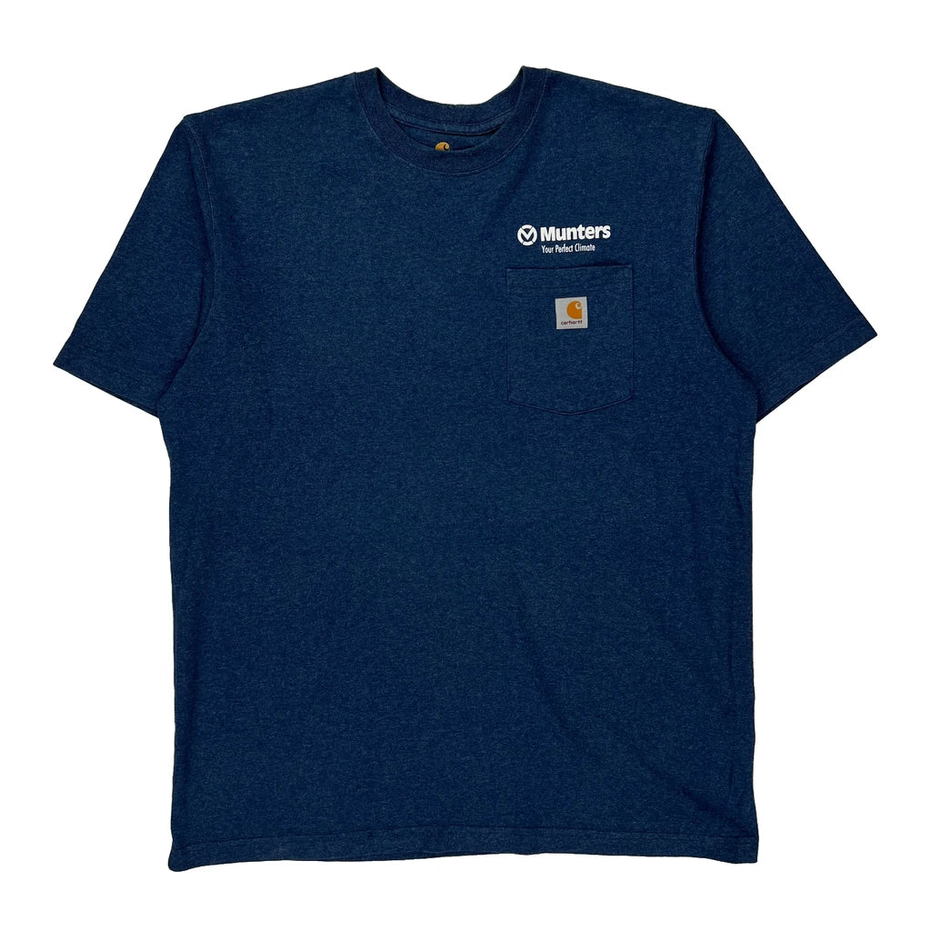 Carhartt T-Shirt - Large Blue Cotton Refurbished - Thrifted (note: this is a term often used to describe second- refurbished available on Cerqular