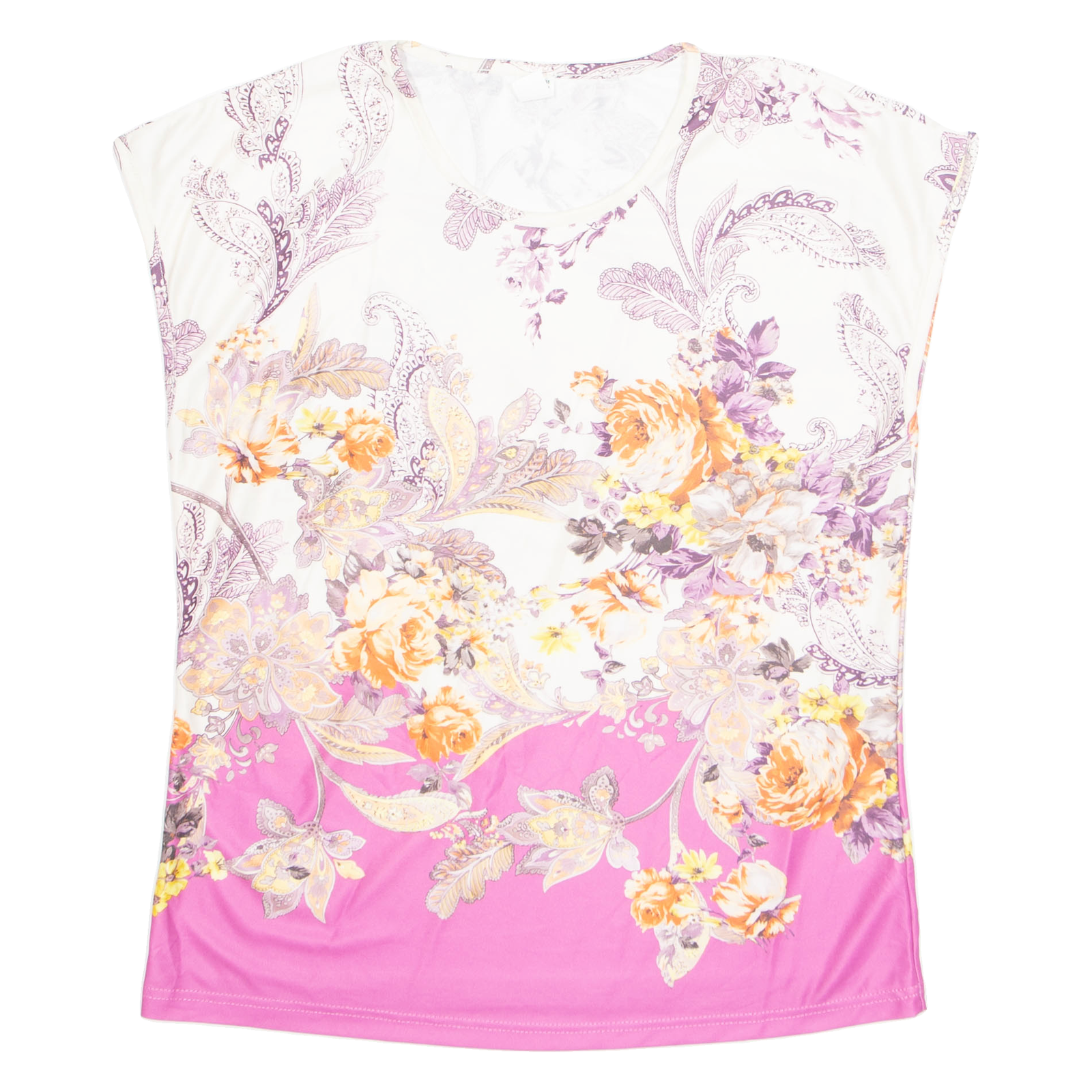 Womens Printed Vest White Sleeveless Faux Silk Floral UK 12 Refurbished - N/A refurbished available on Cerqular