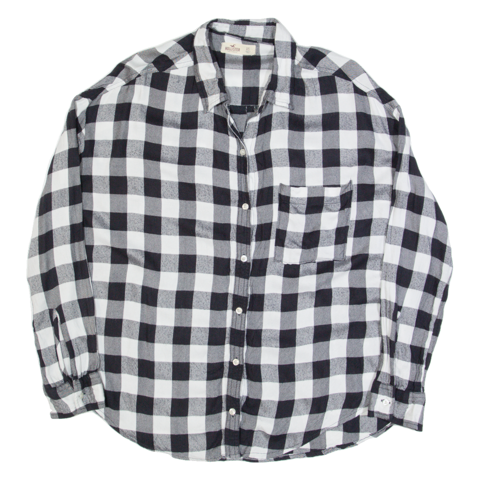 HOLLISTER Oversized Womens Shirt Black Check Long Sleeve XS Refurbished - N/A refurbished available on Cerqular
