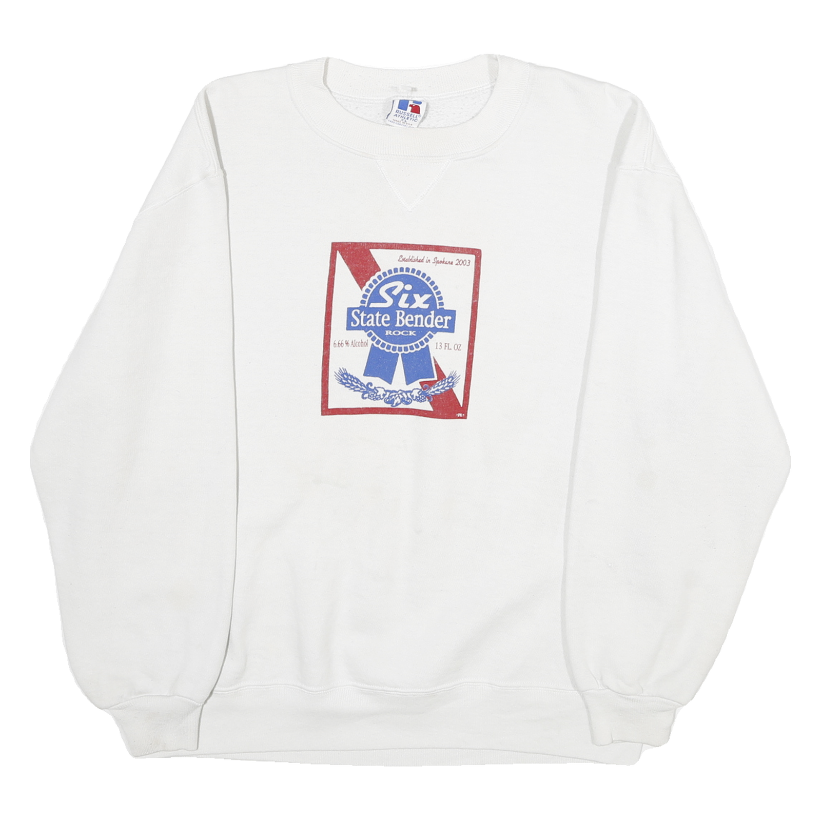 RUSSELL ATHLETIC Mens White Six State Bender Rock Crew Neck XL Pullover Refurbished - N/A refurbished available on Cerqular