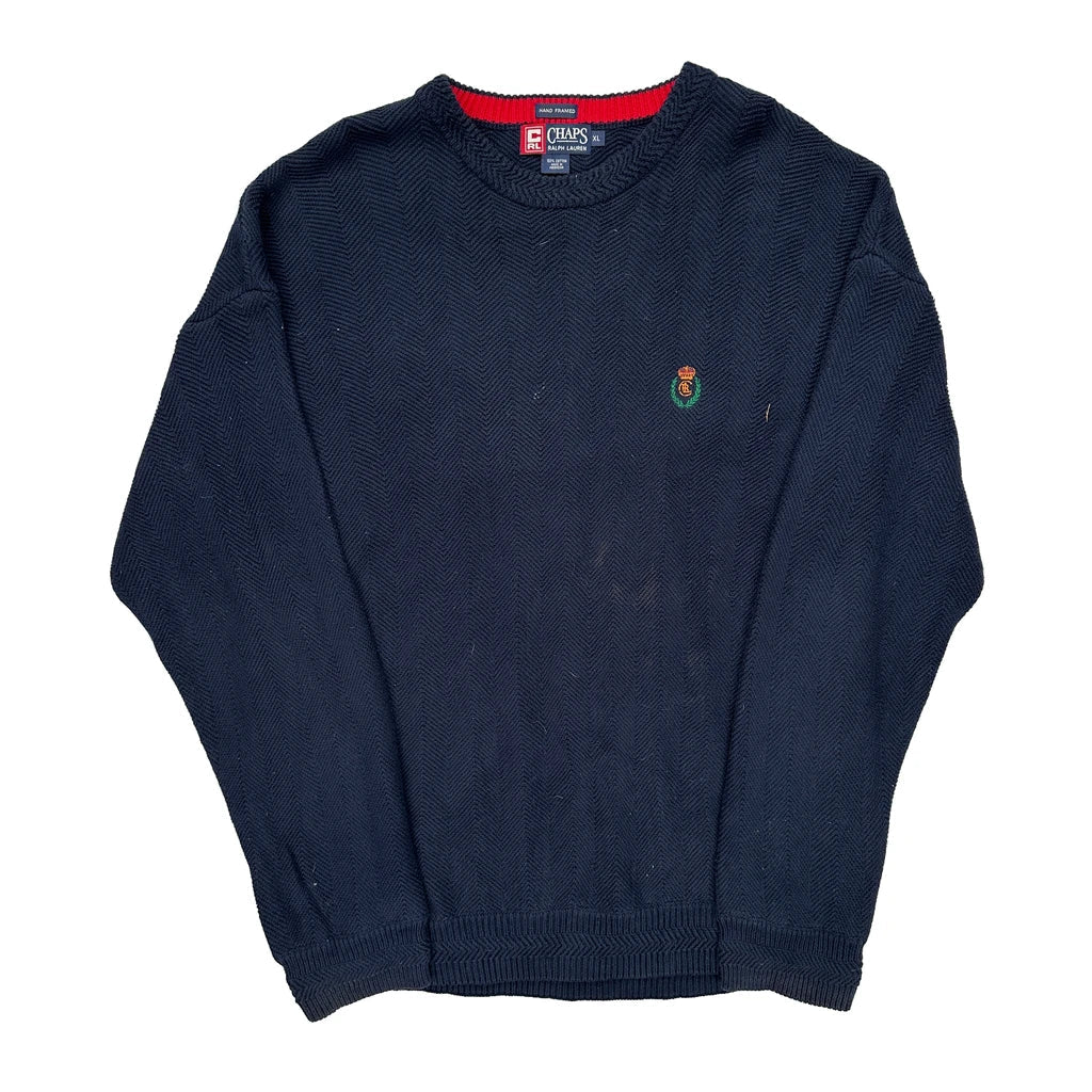 Chaps Ralph Lauren Jumper - XL Navy Cotton Refurbished - Thrifted (note: this is a term often used to describe second- refurbished available on Cerqular