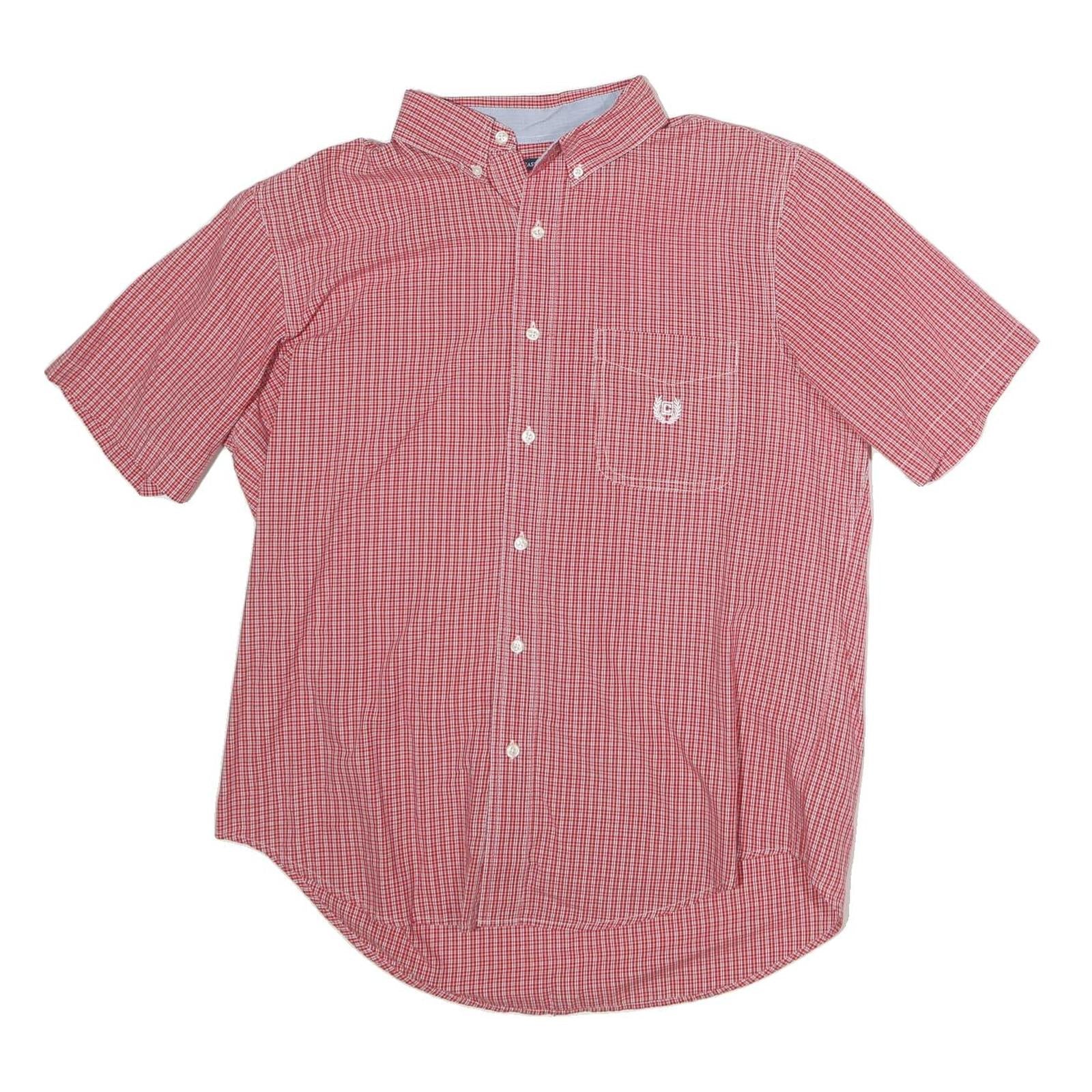 CHAPS Mens Red Check Shirt L Button Down Casual Summer Cotton Refurbished - N/A refurbished available on Cerqular