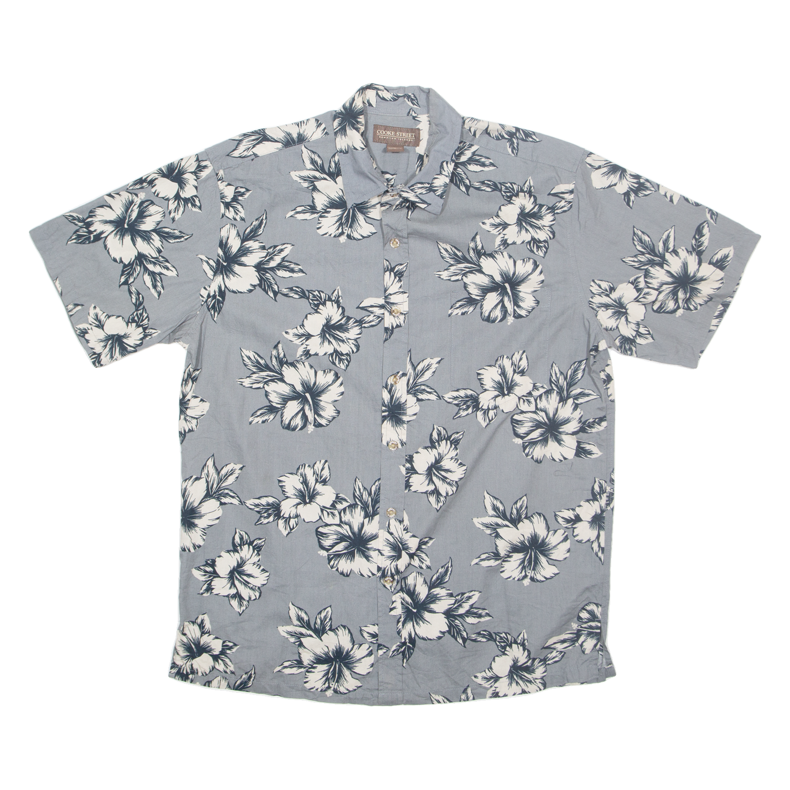 COOKE STREET Mens Hawaiian Shirt Grey Floral L Refurbished - N/A refurbished available on Cerqular