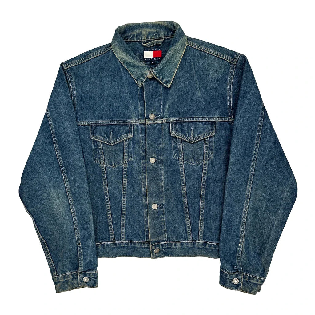 Tommy Hilfiger Denim Jacket - XL Blue Denim Refurbished - Thrifted (note: this is a term often used to describe second- refurbished available on Cerqular