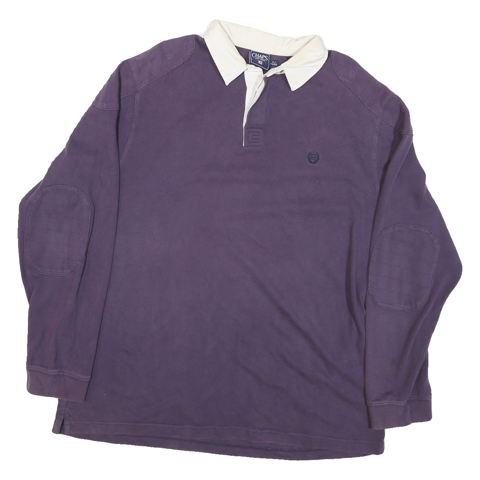CHAPS Mens Purple & White Long Sleeve Plain XL Cotton Blend Polo Shirt Casual Refurbished - N/A refurbished available on Cerqular