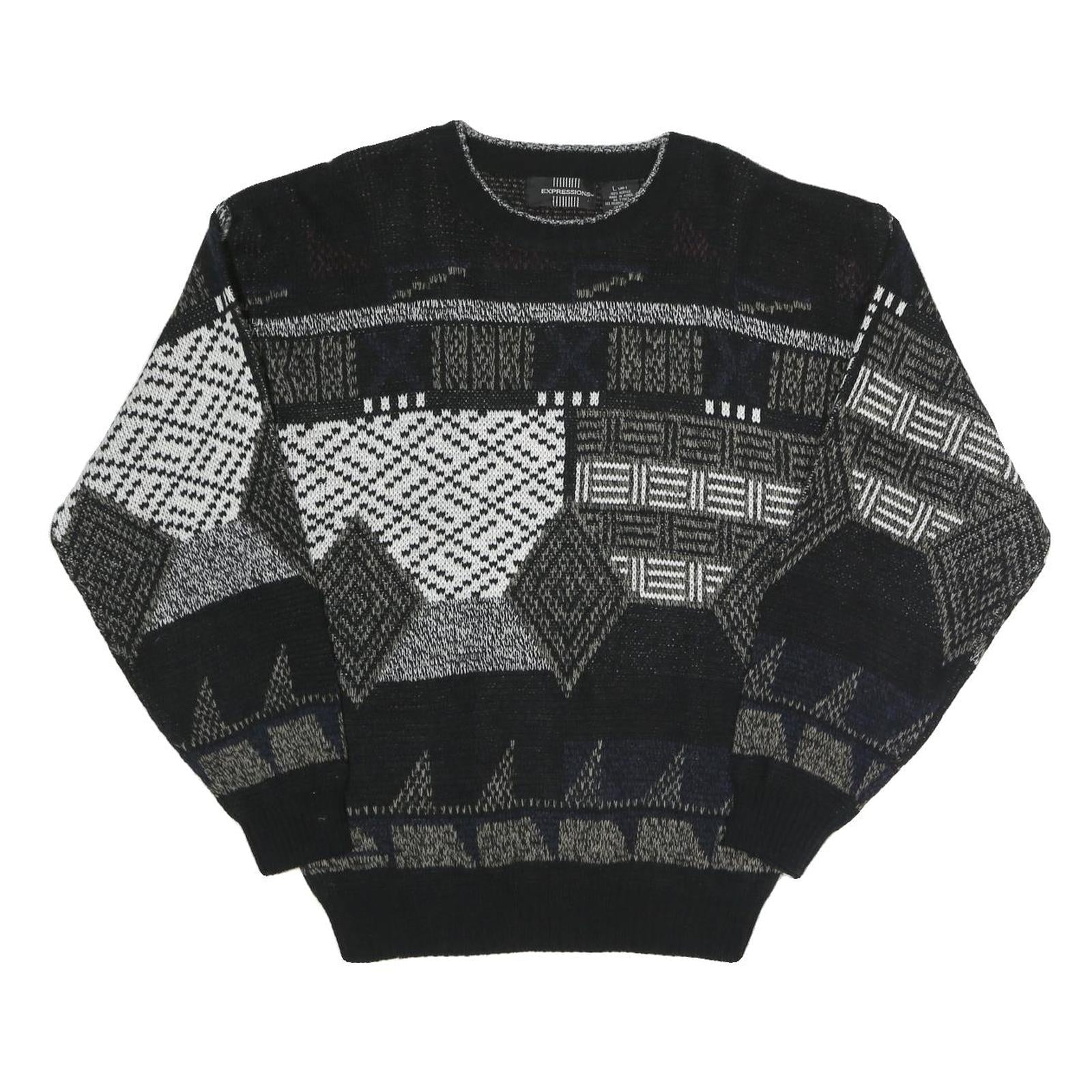 Buy EXPRESSIONS Mens Black Grey Patterned Acrylic Jumper Crew Neck L Casual Comfort Refurbished - $27.29 EXPRESSIONS Mens Black Grey Patterned Acrylic Jumper Crew Neck L Casual Comfort Refurbished - N/A refurbished available on Cerqular