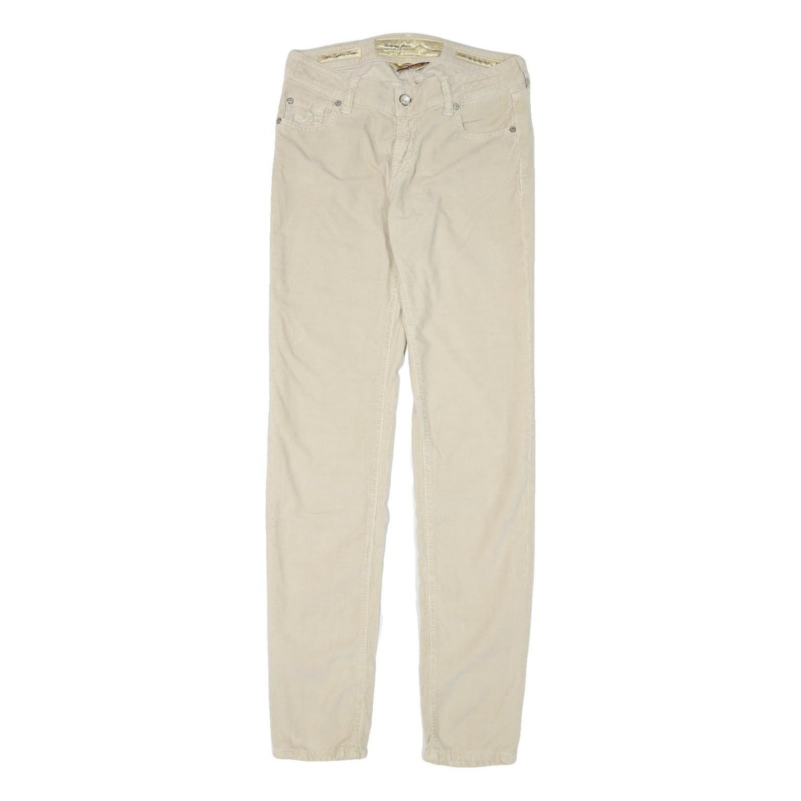 JACOB COHEN Womens Beige Slim Cotton Blend Trousers W28 L33 Zip Casual Stylish Refurbished - N/A refurbished available on Cerqular
