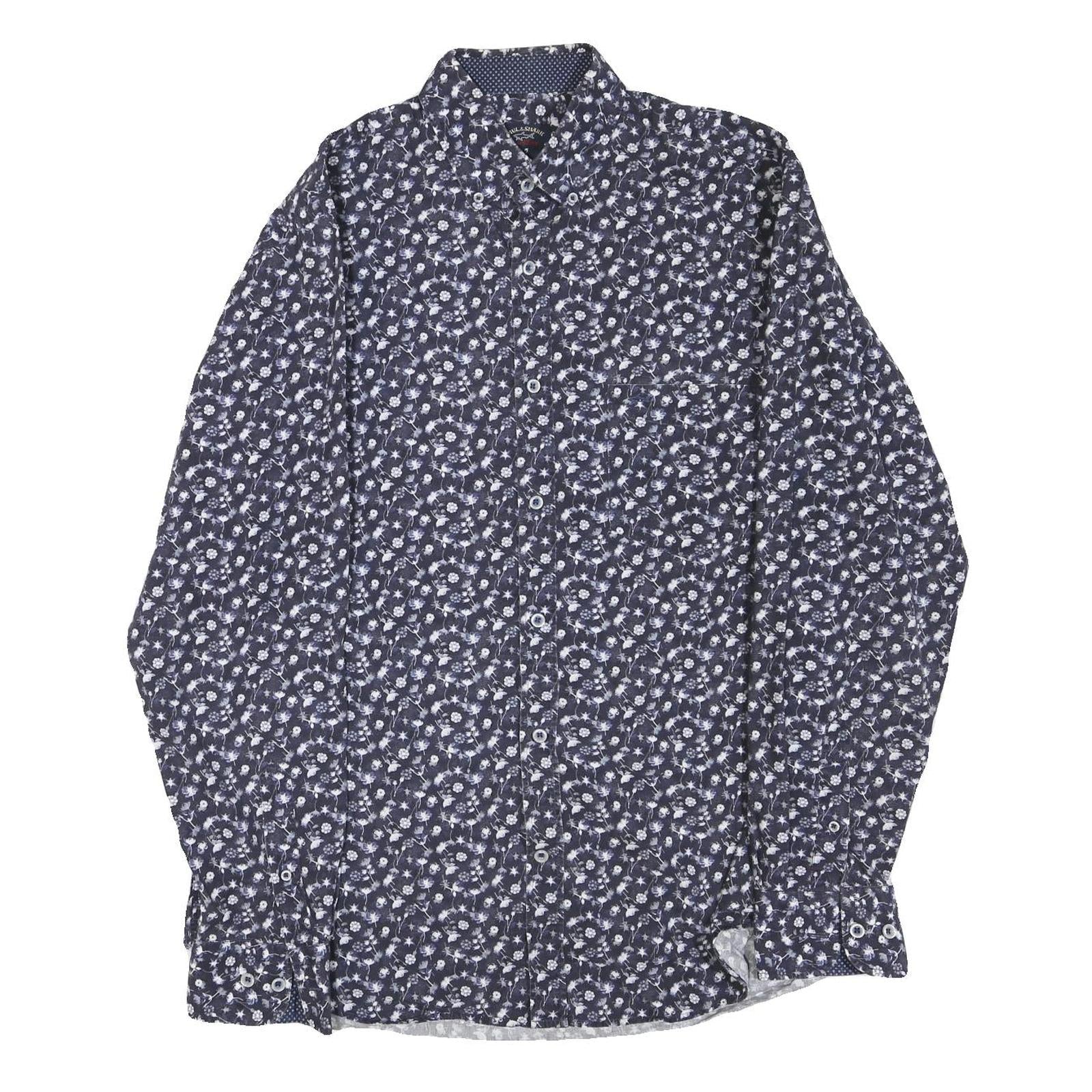 PAUL & SHARK Mens Blue Floral Pattern Cotton Blend Shirt L Stylish Casual Wear Refurbished - N/A refurbished available on Cerqular