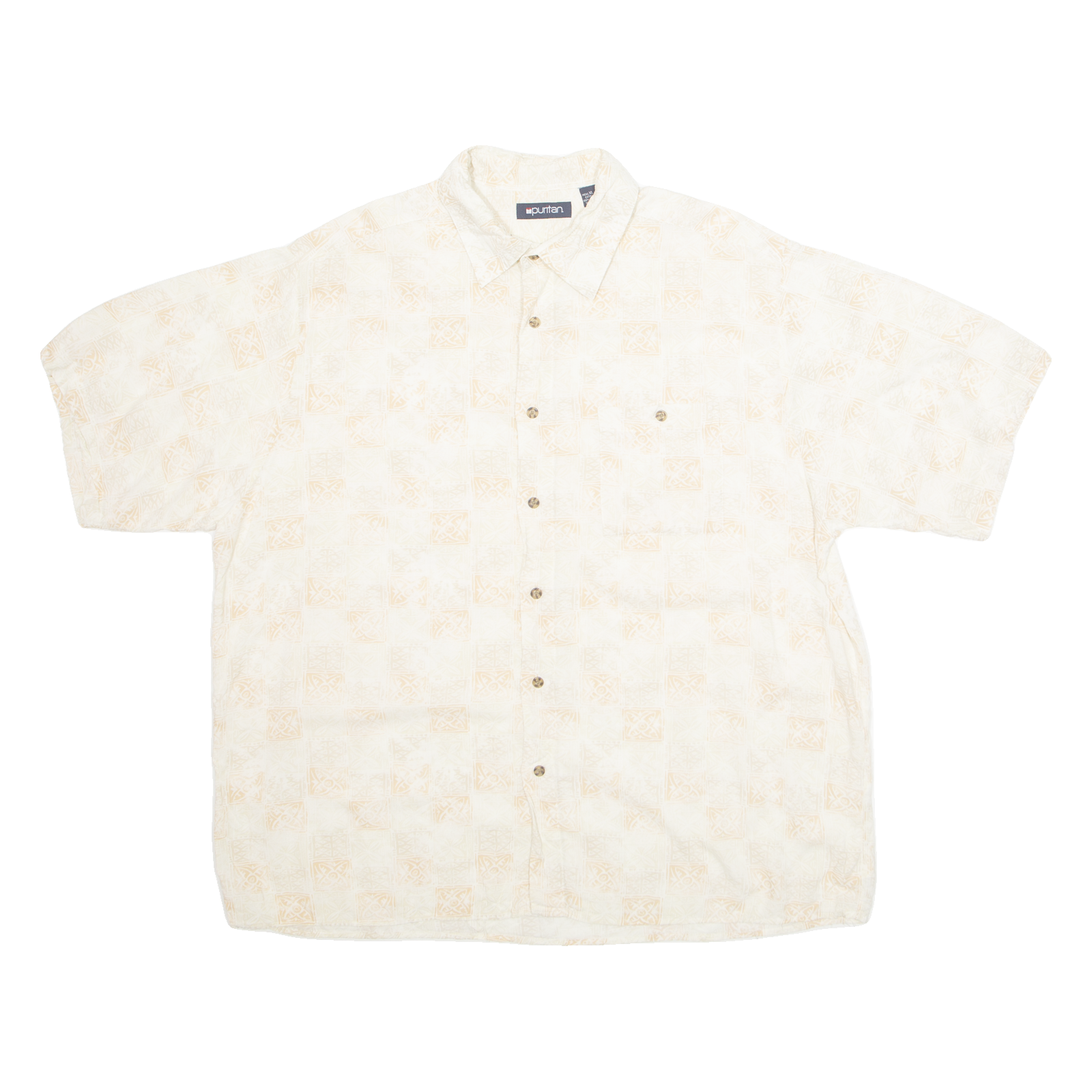 PURITAN Mens Hawaiian Shirt White Crazy Pattern XL Refurbished - N/A refurbished available on Cerqular