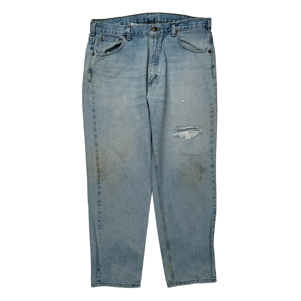 Carhartt Jeans - 36W 30L Light Wash Denim Refurbished - Thrifted (note: this is a term often used to describe second- refurbished available on Cerqular