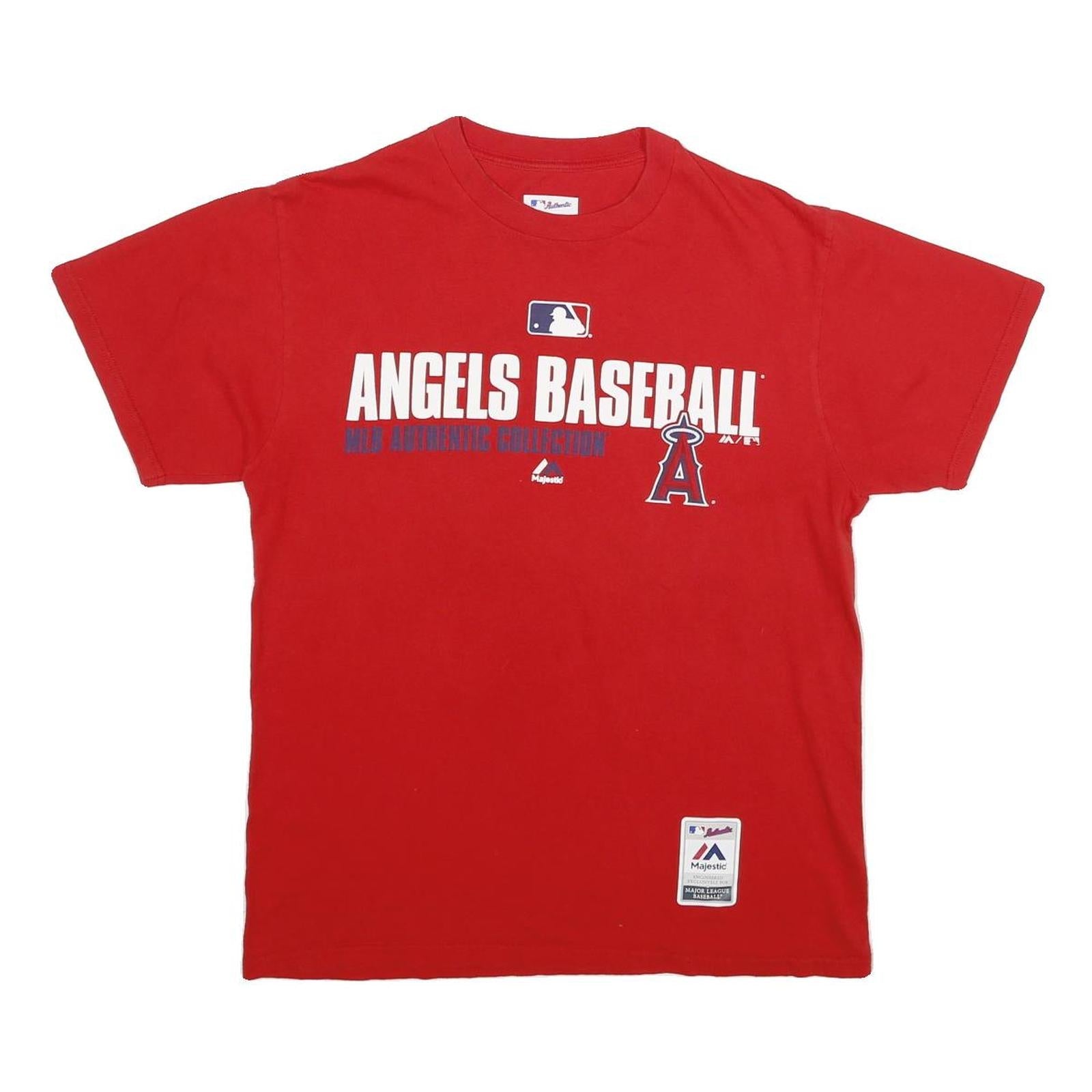 MAJESTIC Mens Red Angels Baseball Graphic T-Shirt M Short Sleeve Crew Neck Refurbished - N/A refurbished available on Cerqular