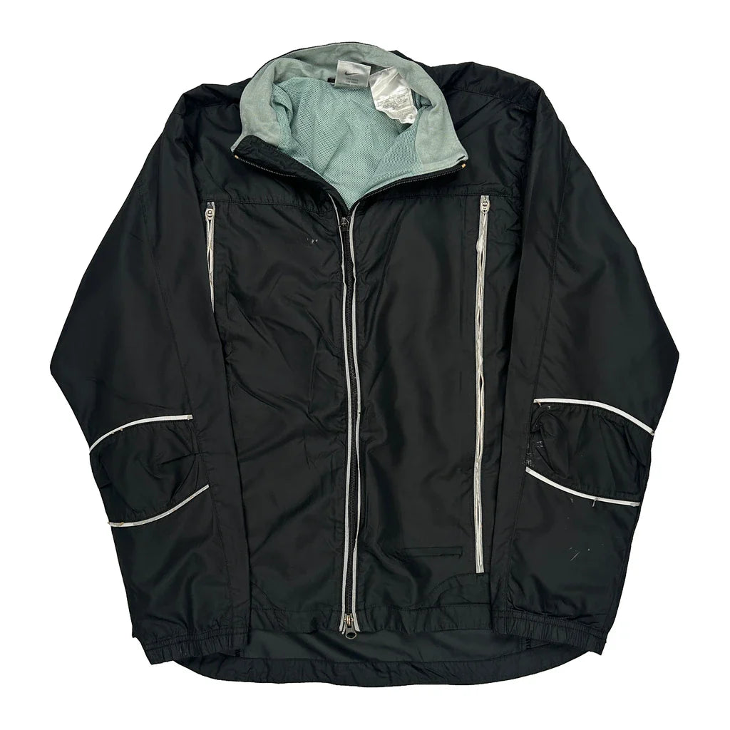 Nike Windbreaker - XS Black Polyester Refurbished - Thrifted (note: this is a term often used to describe second- refurbished available on Cerqular