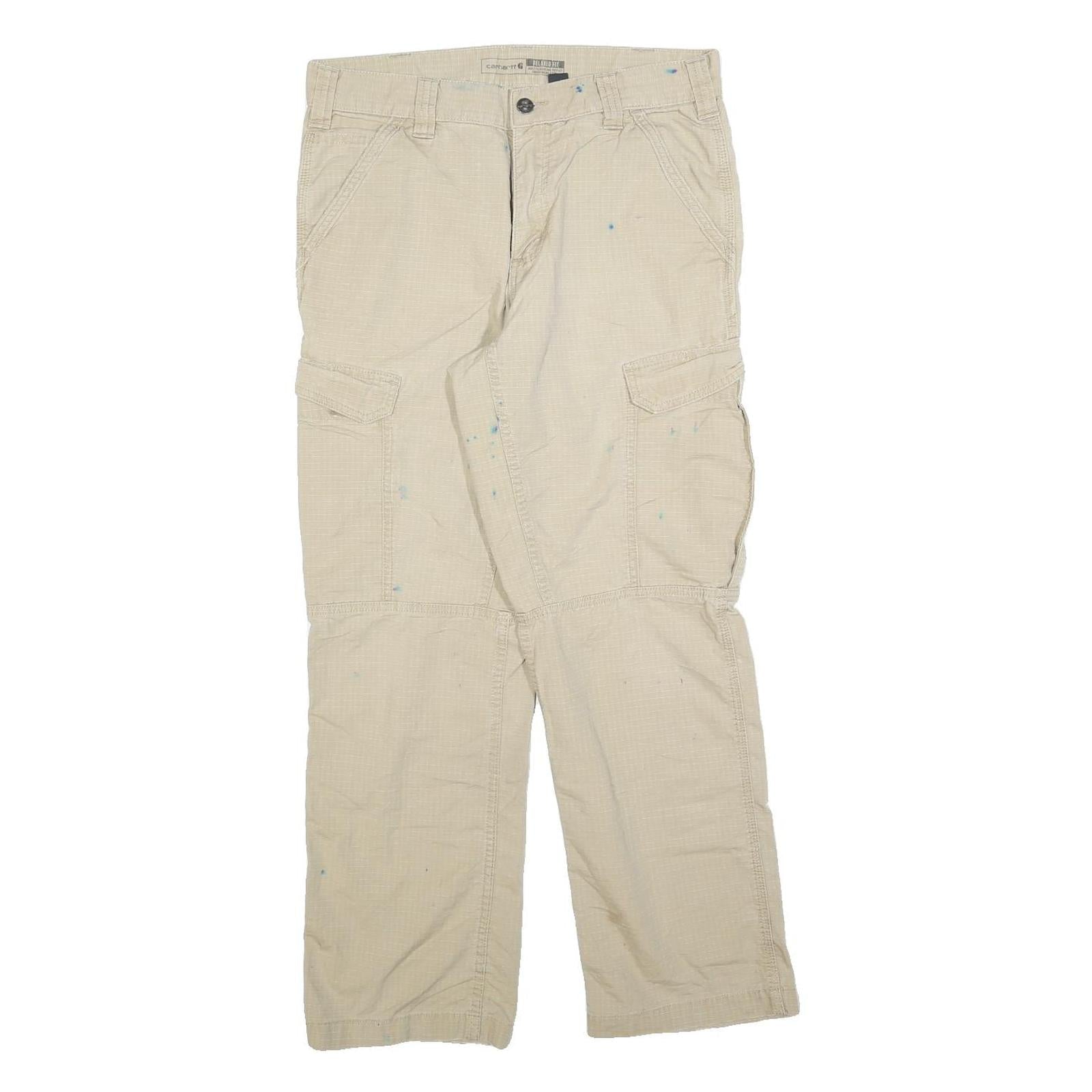 CARHARTT Mens Relaxed Beige Cotton Blend Cargo Trousers W32 L30 Durable Workwear Refurbished - N/A refurbished available on Cerqular