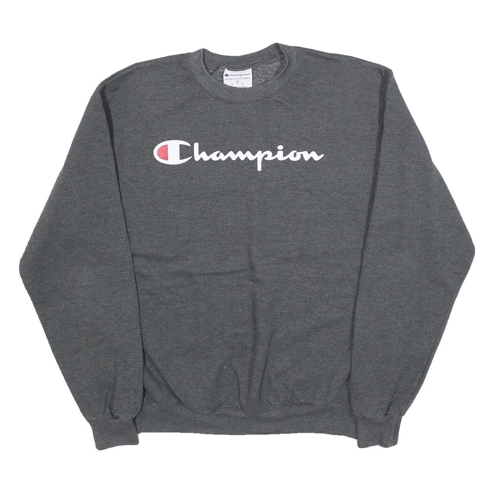 CHAMPION Mens Grey Pullover Sweatshirt M Classic Logo Cotton Blend Comfort Refurbished - N/A refurbished available on Cerqular