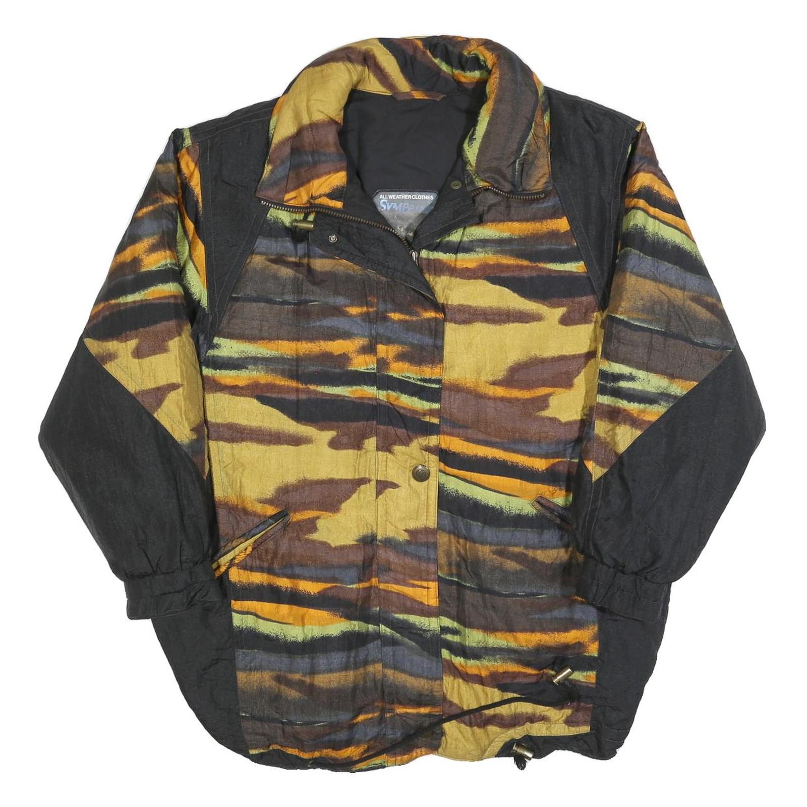 SYMPATEX Womens Yellow & Black Patterned Zip Jacket L Polyester Blend Outdoor Refurbished - N/A refurbished available on Cerqular