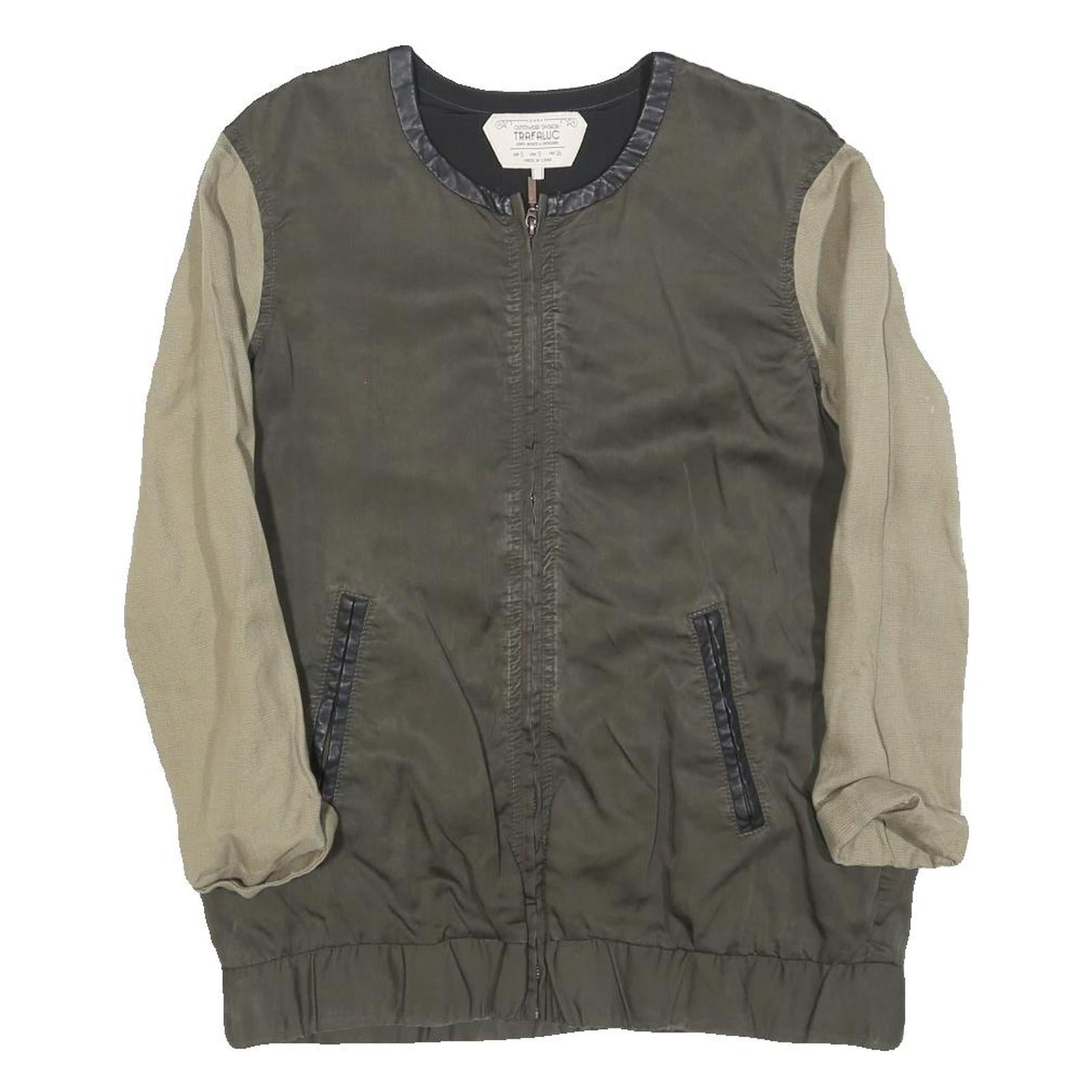ZARA TRAFALUC Womens Green & Beige Dragon Zip Jacket S Polyester Blend Casual Refurbished - N/A refurbished available on Cerqular