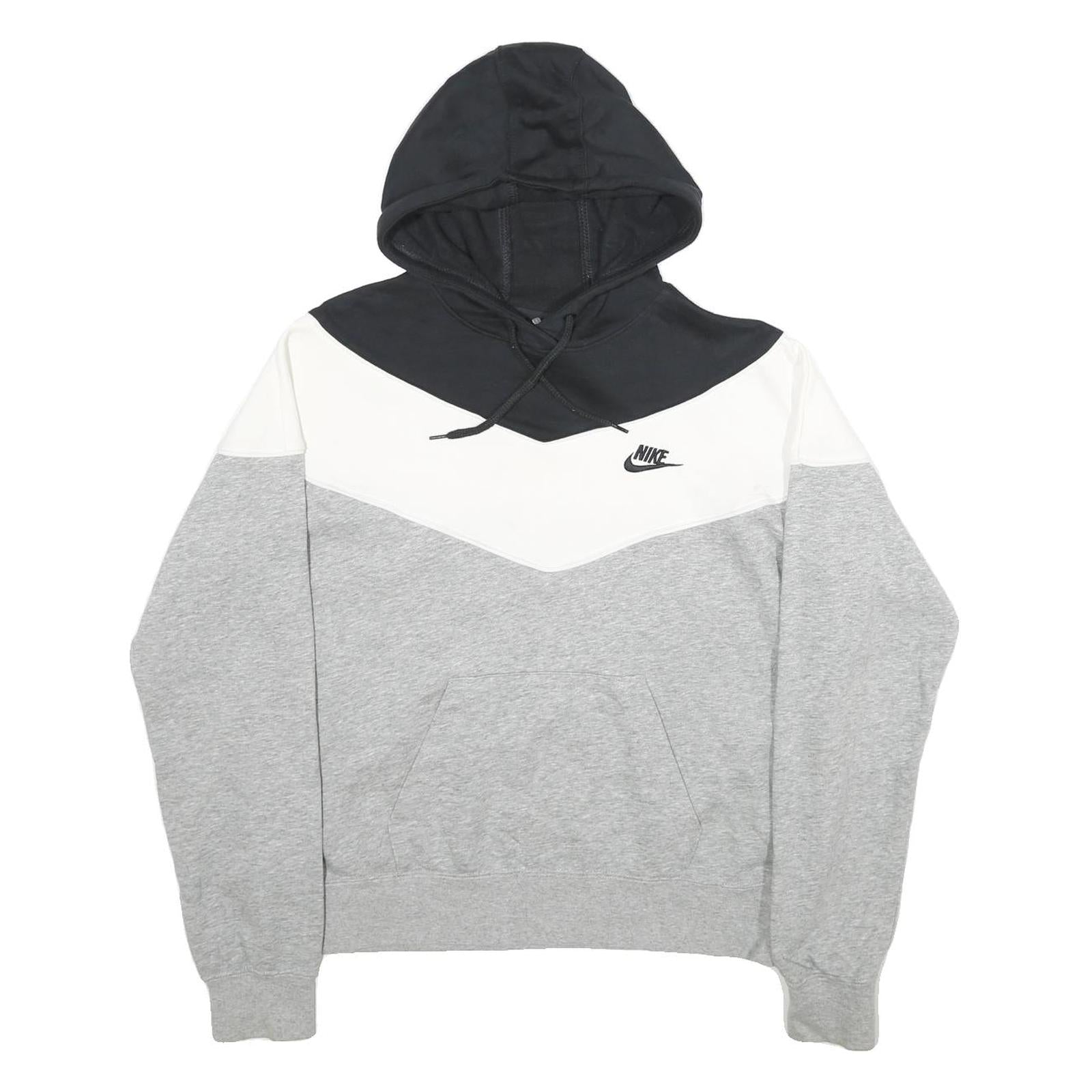 NIKE Mens Black & White & Grey Colourblock Pullover Hoodie M Cotton Blend Casual Refurbished - N/A refurbished available on Cerqular