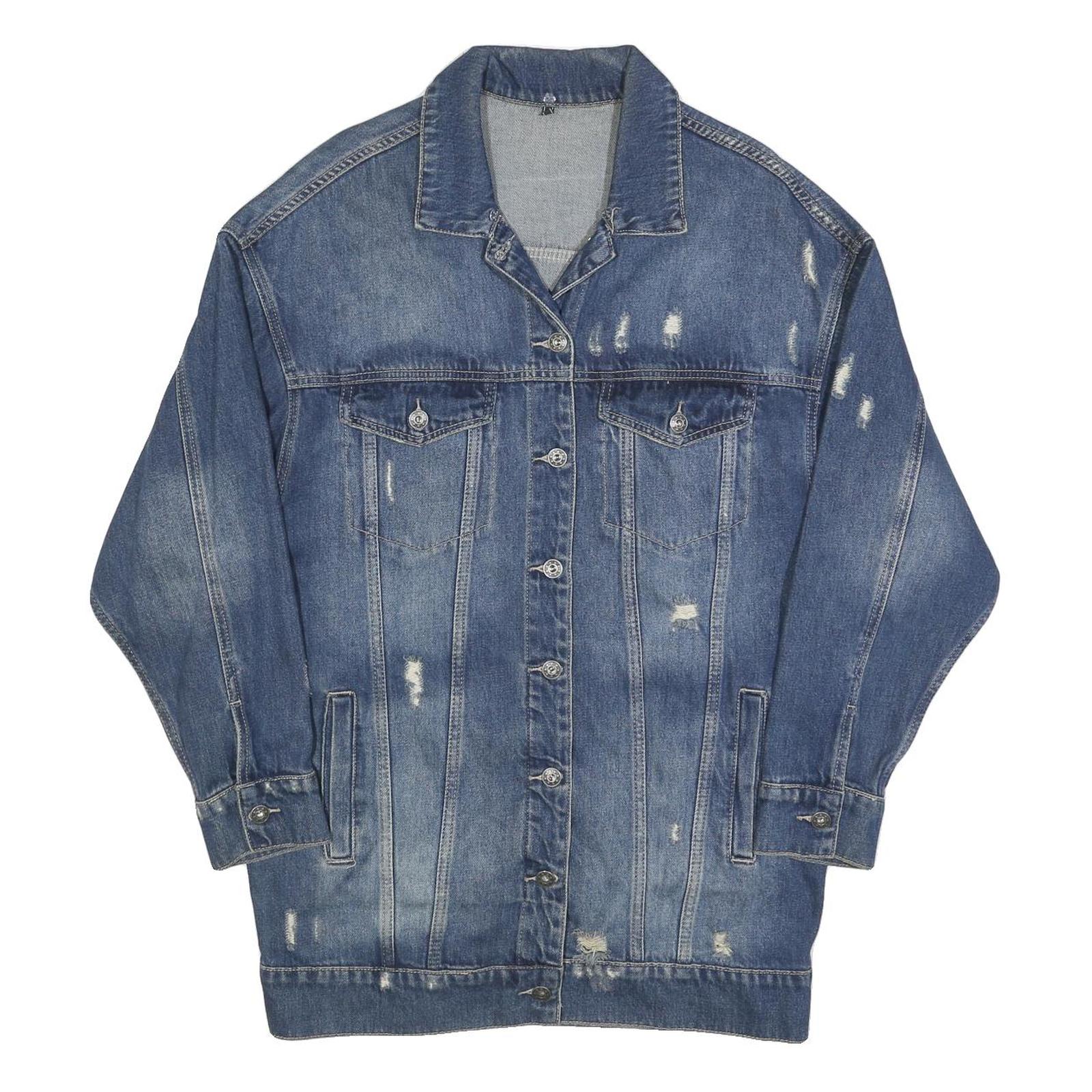 Buy Womens Blue Denim Button Jacket L Cotton Blend Distressed Casual Outerwear Refurbished - $40.29 Womens Blue Denim Button Jacket L Cotton Blend Distressed Casual Outerwear Refurbished - N/A refurbished available on Cerqular
